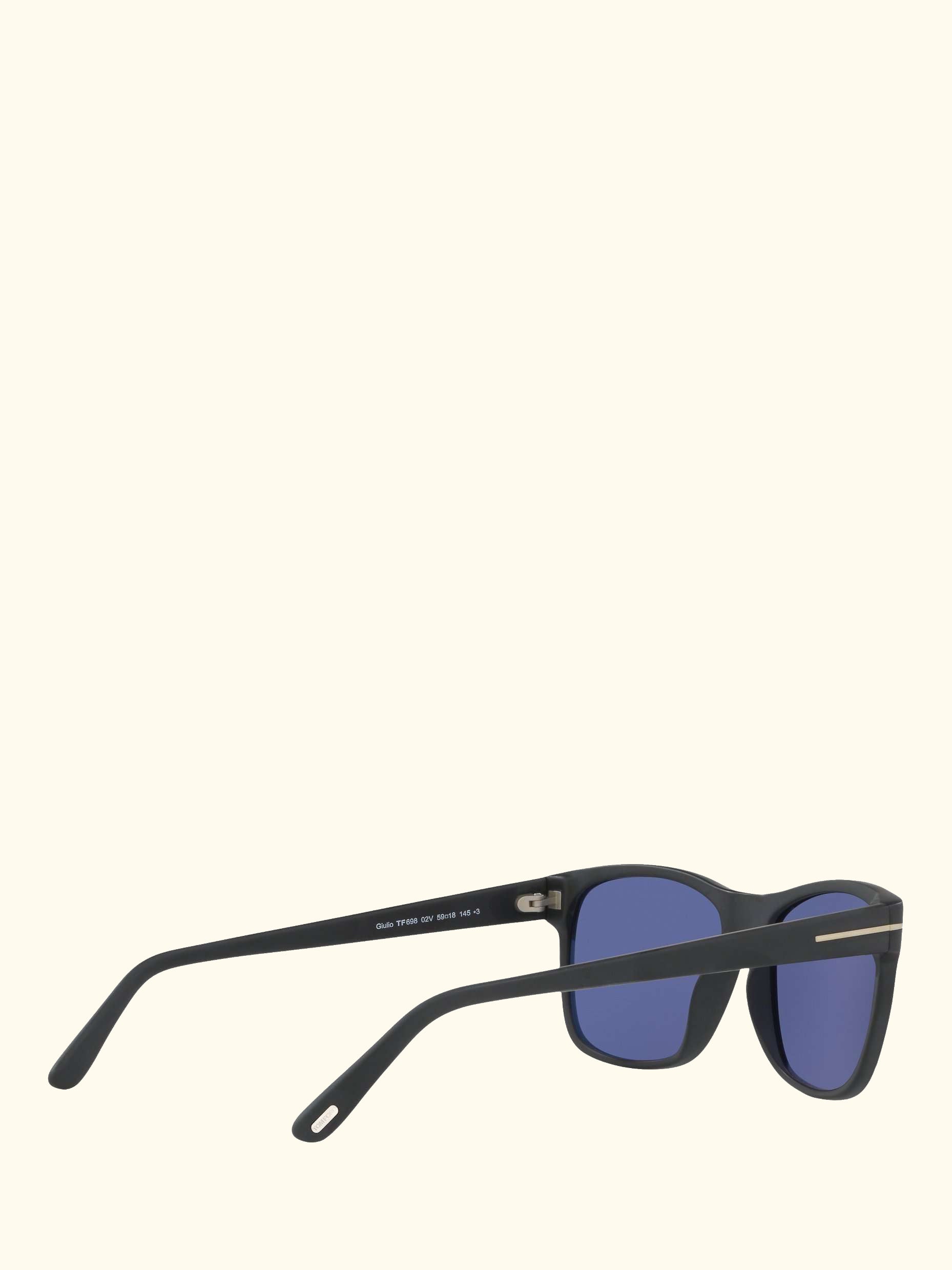 FT0698 Men's Giulio Polarised Square Sunglasses, Matte Black/Blue