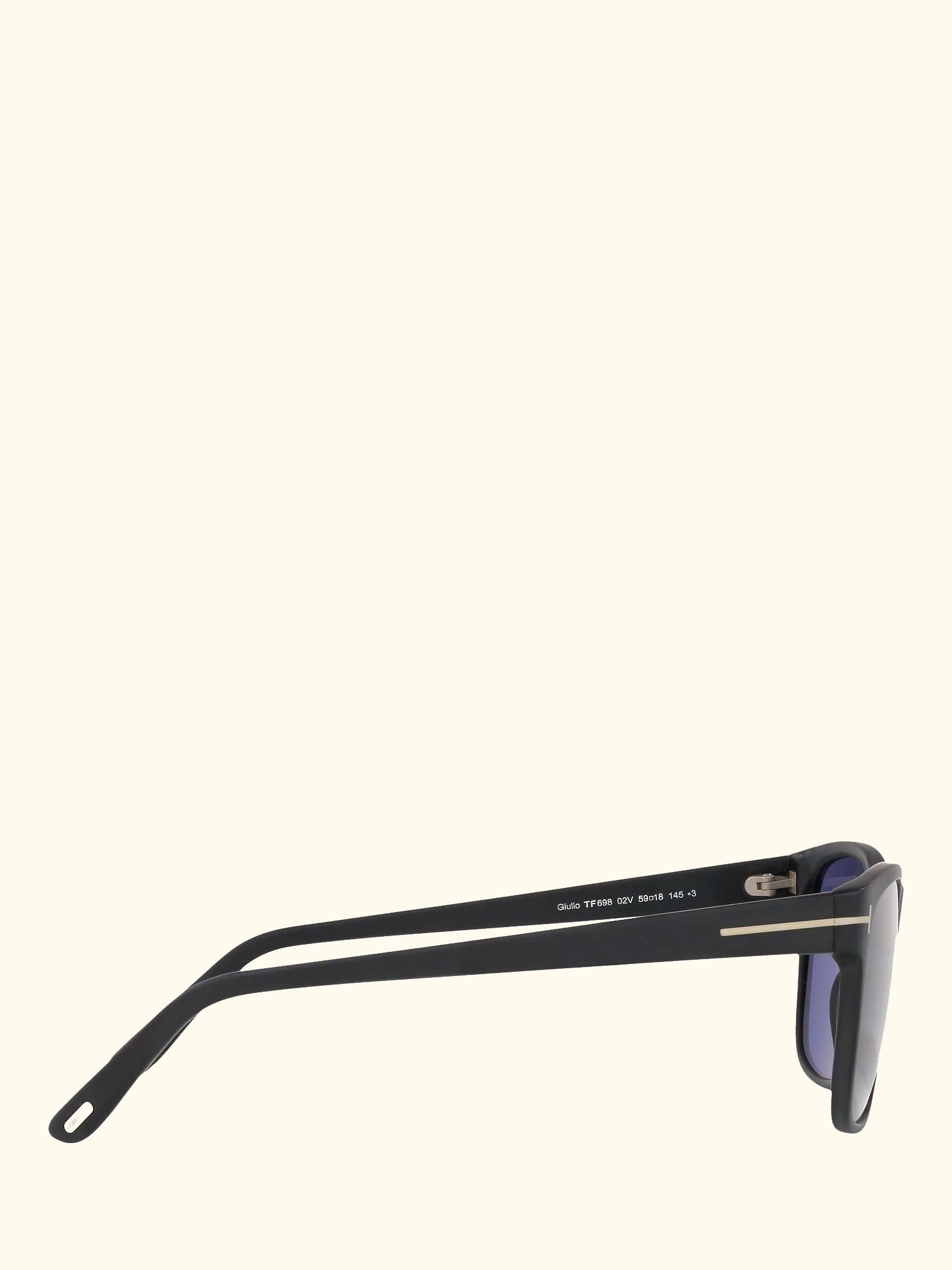 FT0698 Men's Giulio Polarised Square Sunglasses, Matte Black/Blue
