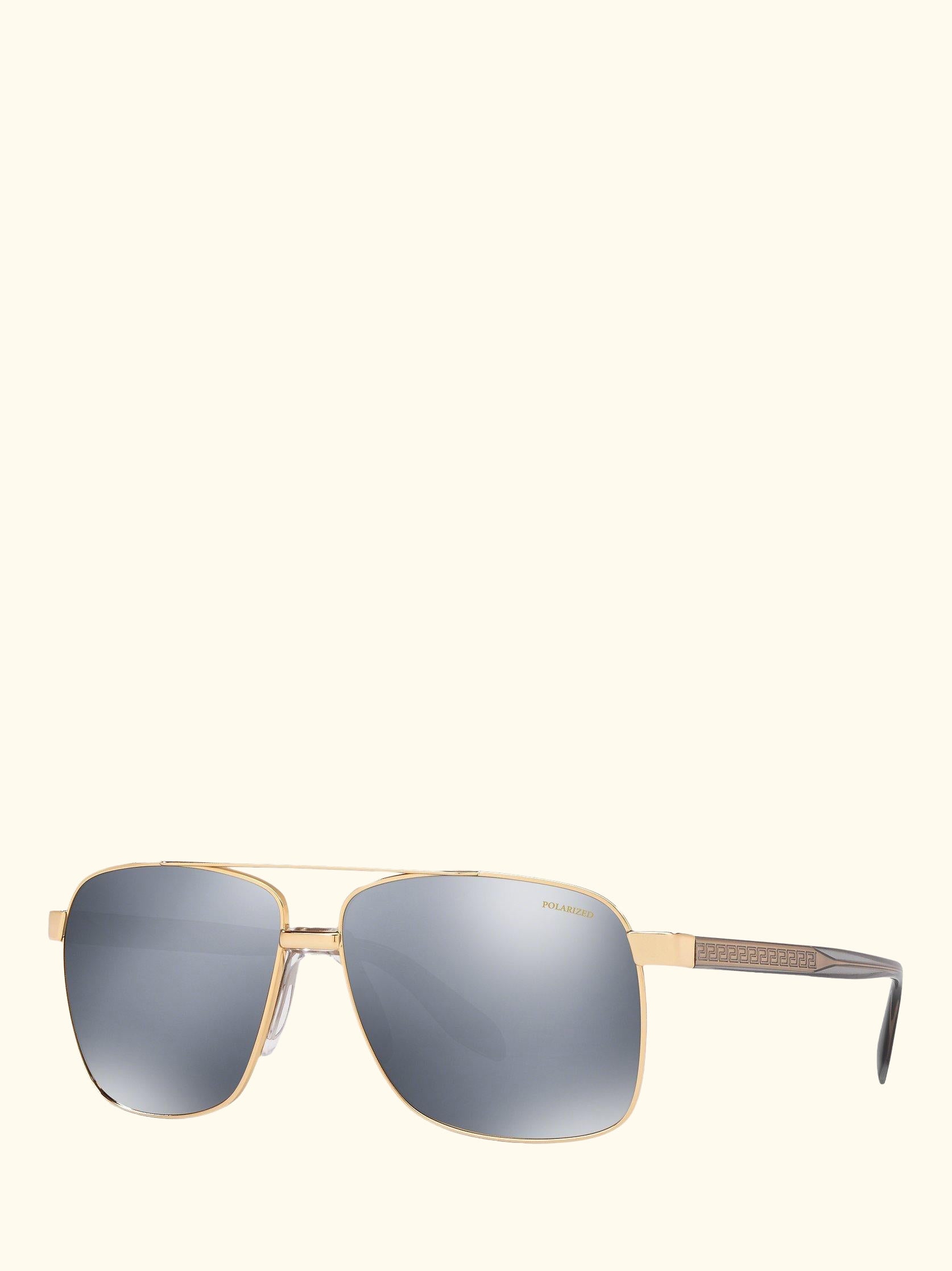 VE2174 Men's Polarised Square Sunglasses, Gold/Mirror Grey