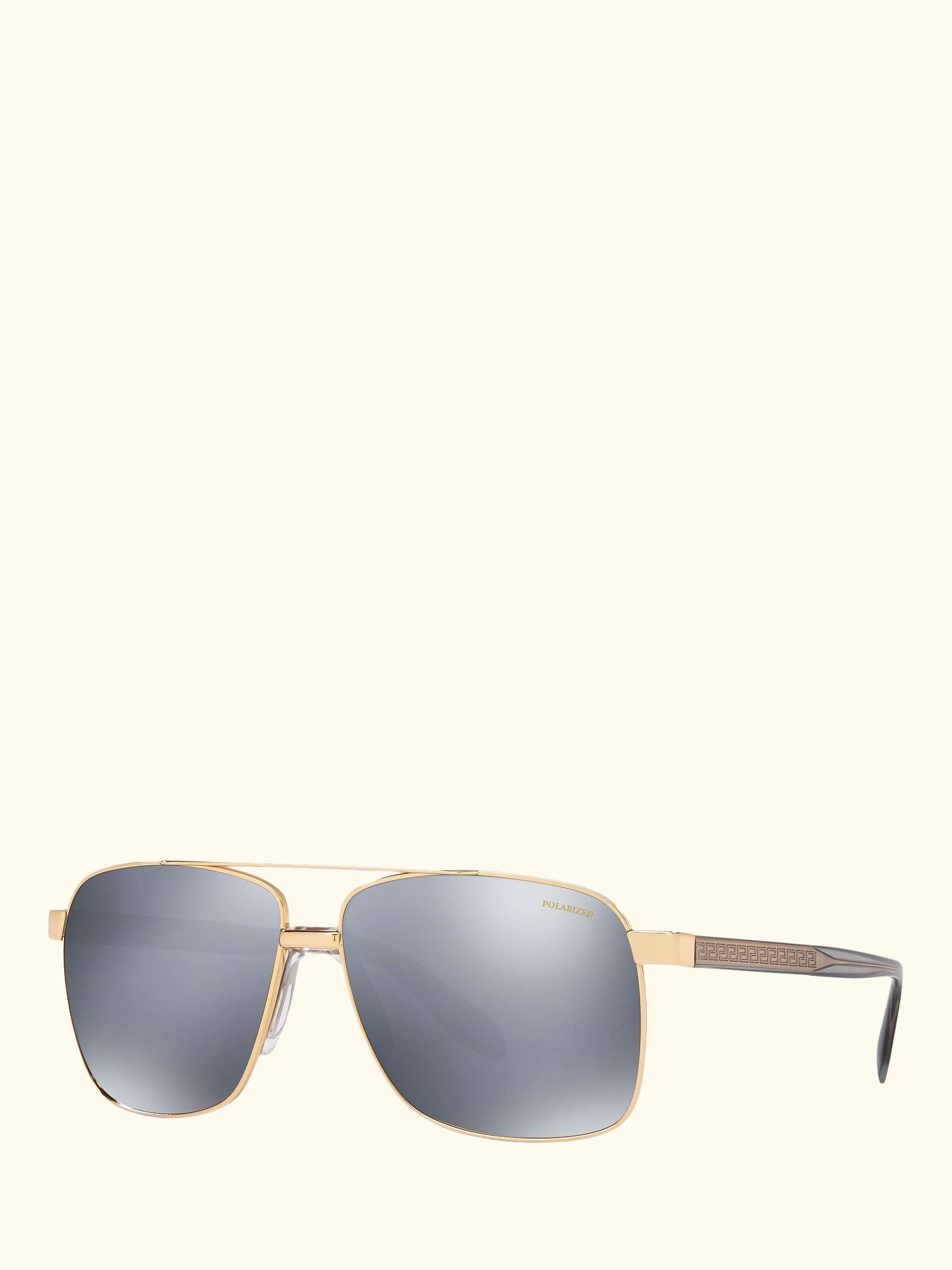 VE2174 Men's Polarised Square Sunglasses, Gold/Mirror Grey