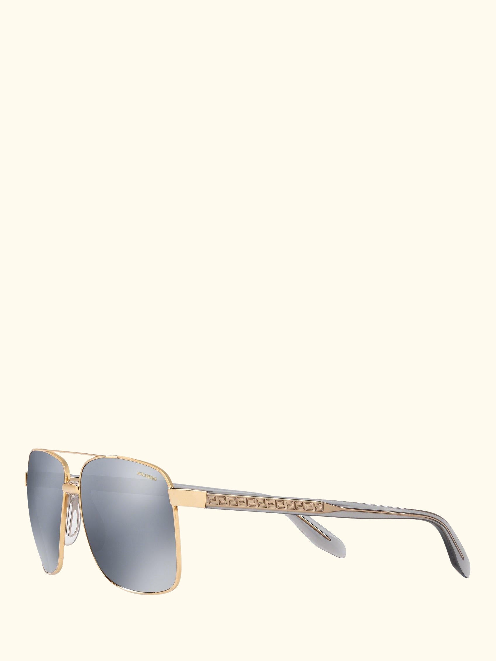 VE2174 Men's Polarised Square Sunglasses, Gold/Mirror Grey