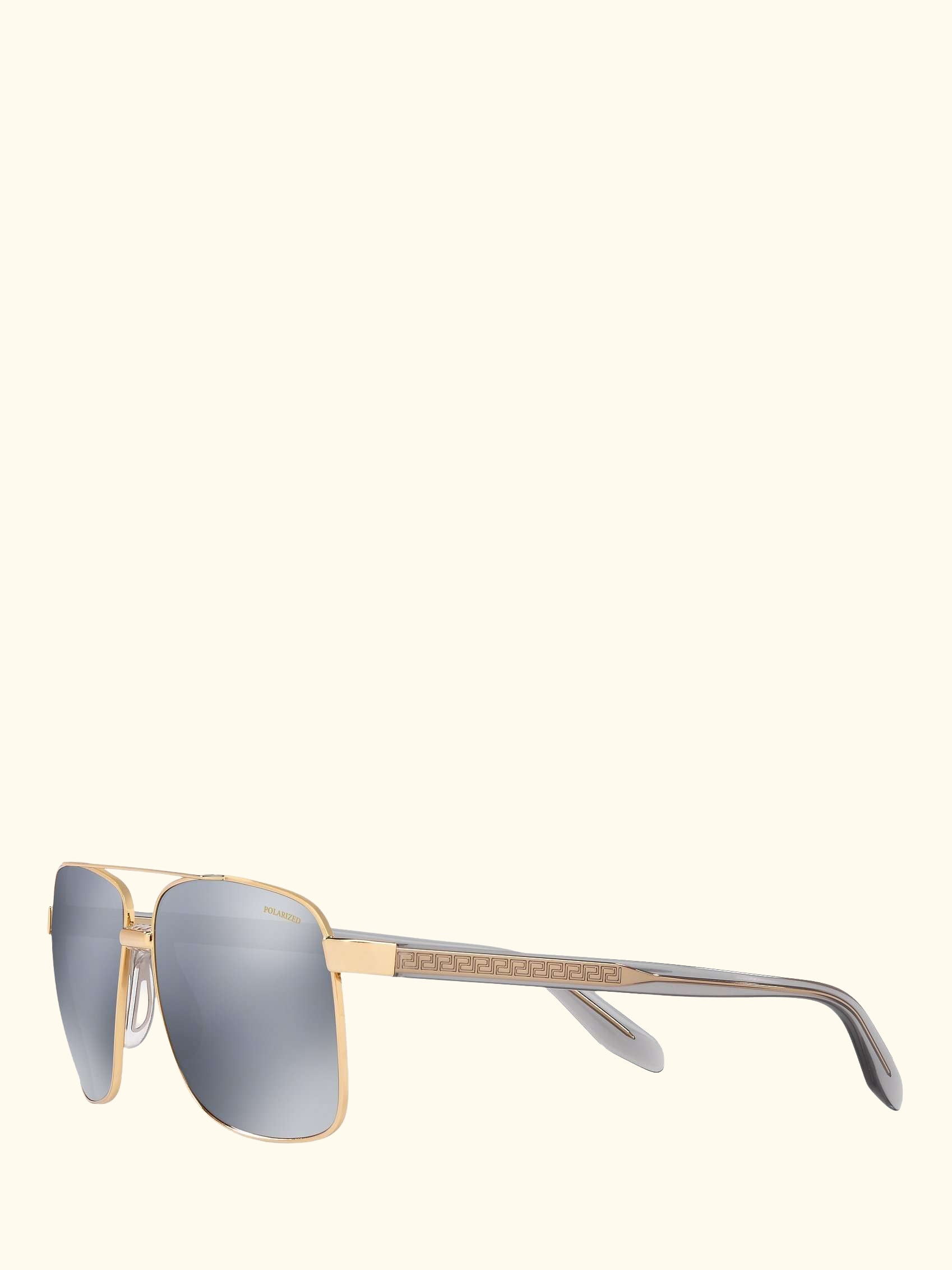 VE2174 Men's Polarised Square Sunglasses, Gold/Mirror Grey