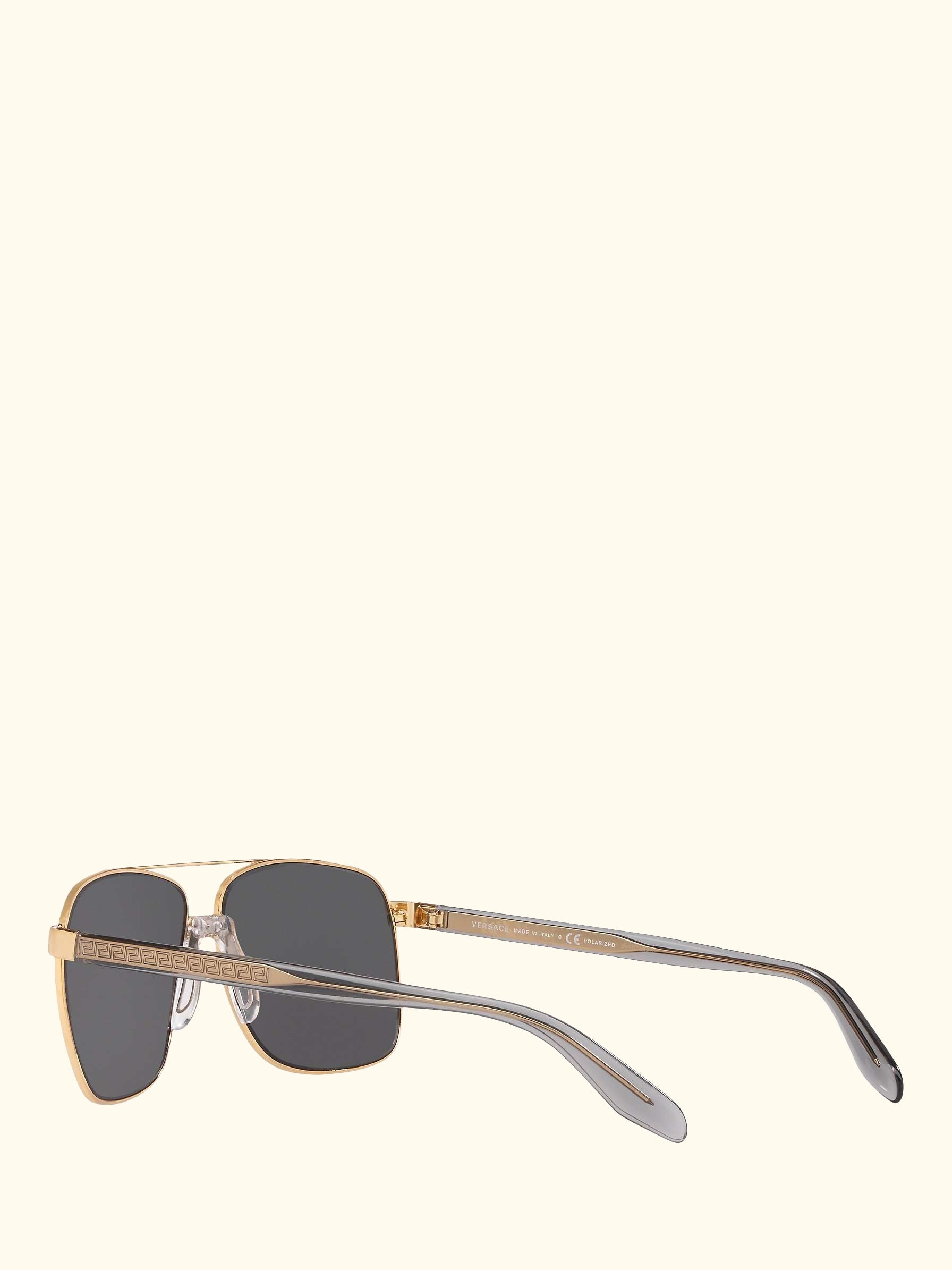 VE2174 Men's Polarised Square Sunglasses, Gold/Mirror Grey