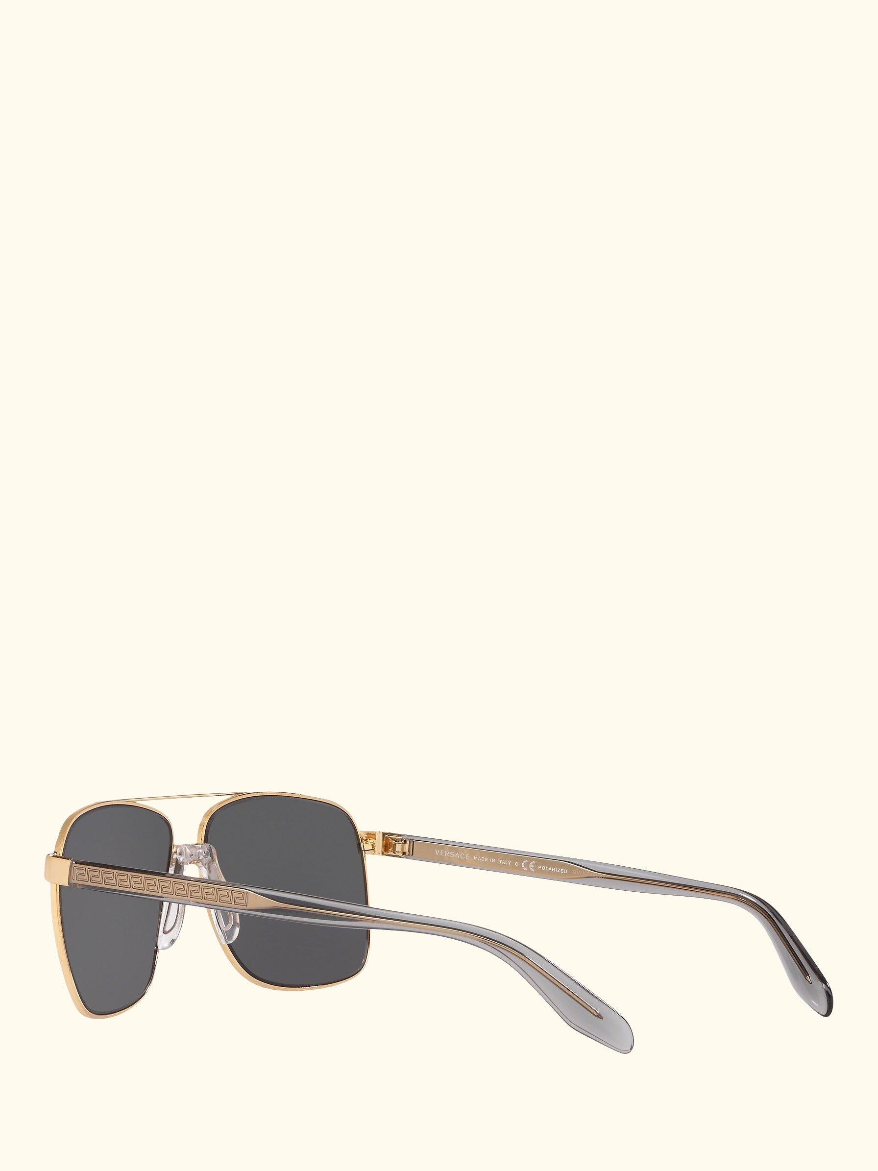 VE2174 Men's Polarised Square Sunglasses, Gold/Mirror Grey