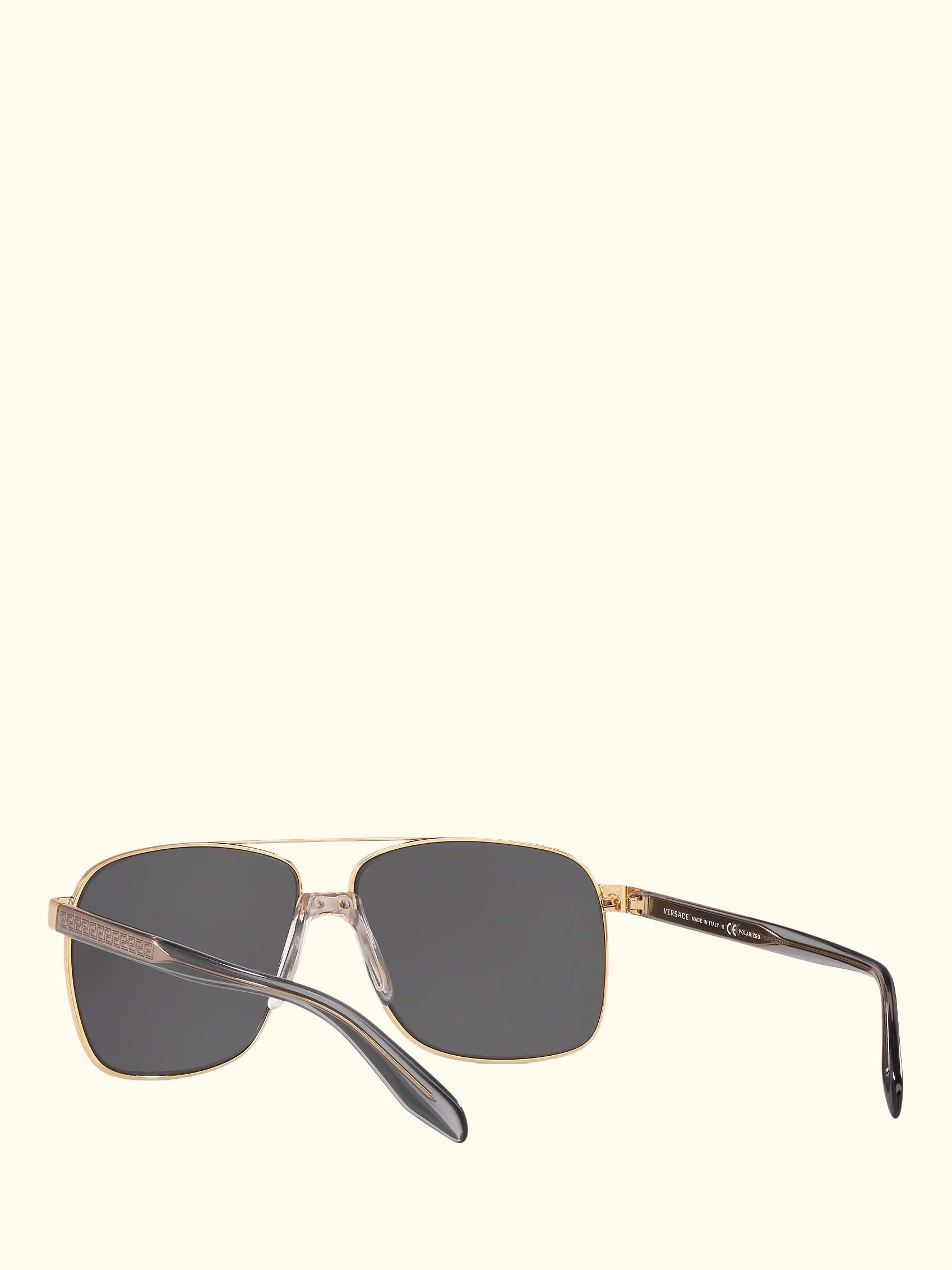 VE2174 Men's Polarised Square Sunglasses, Gold/Mirror Grey