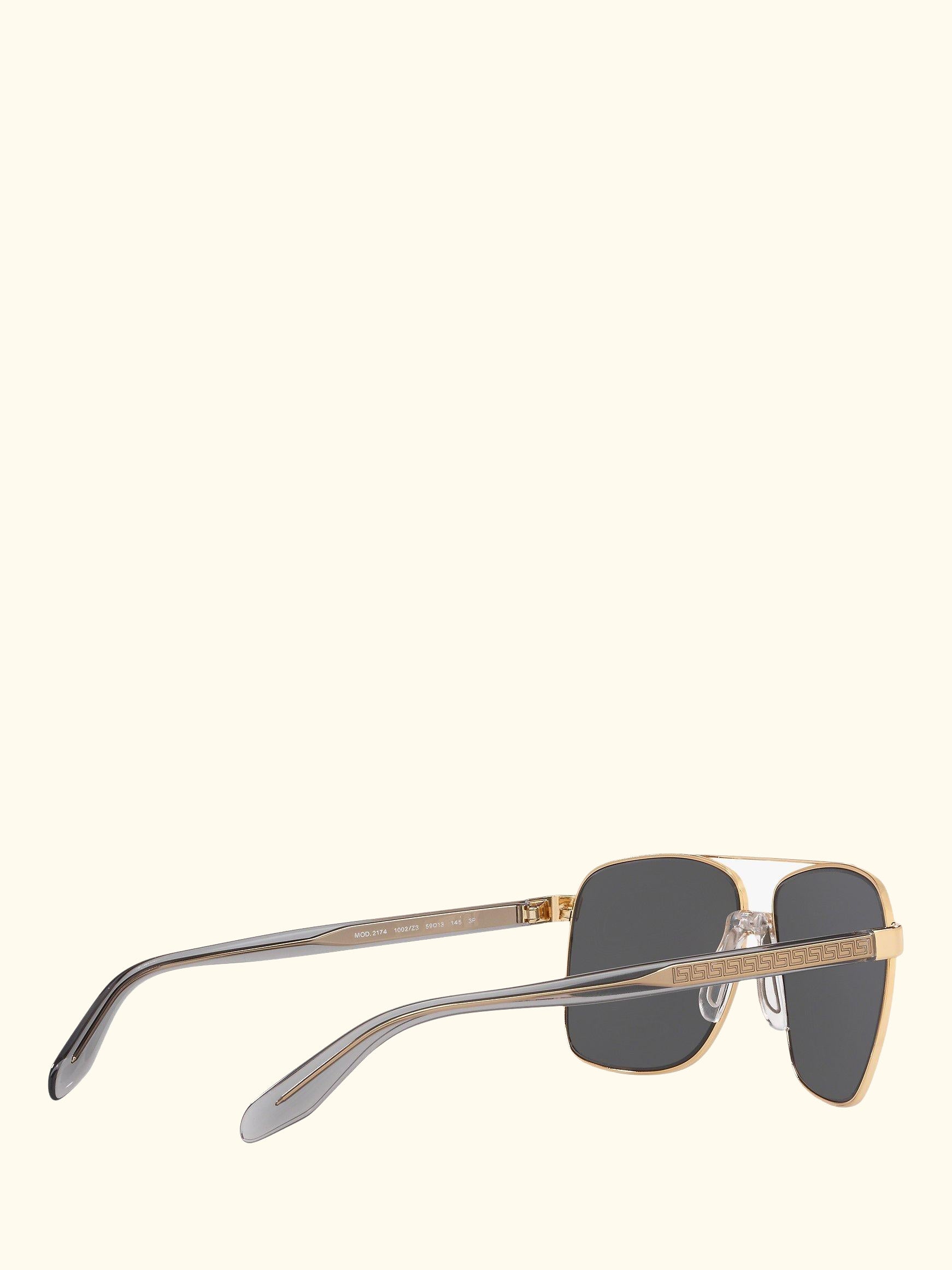 VE2174 Men's Polarised Square Sunglasses, Gold/Mirror Grey