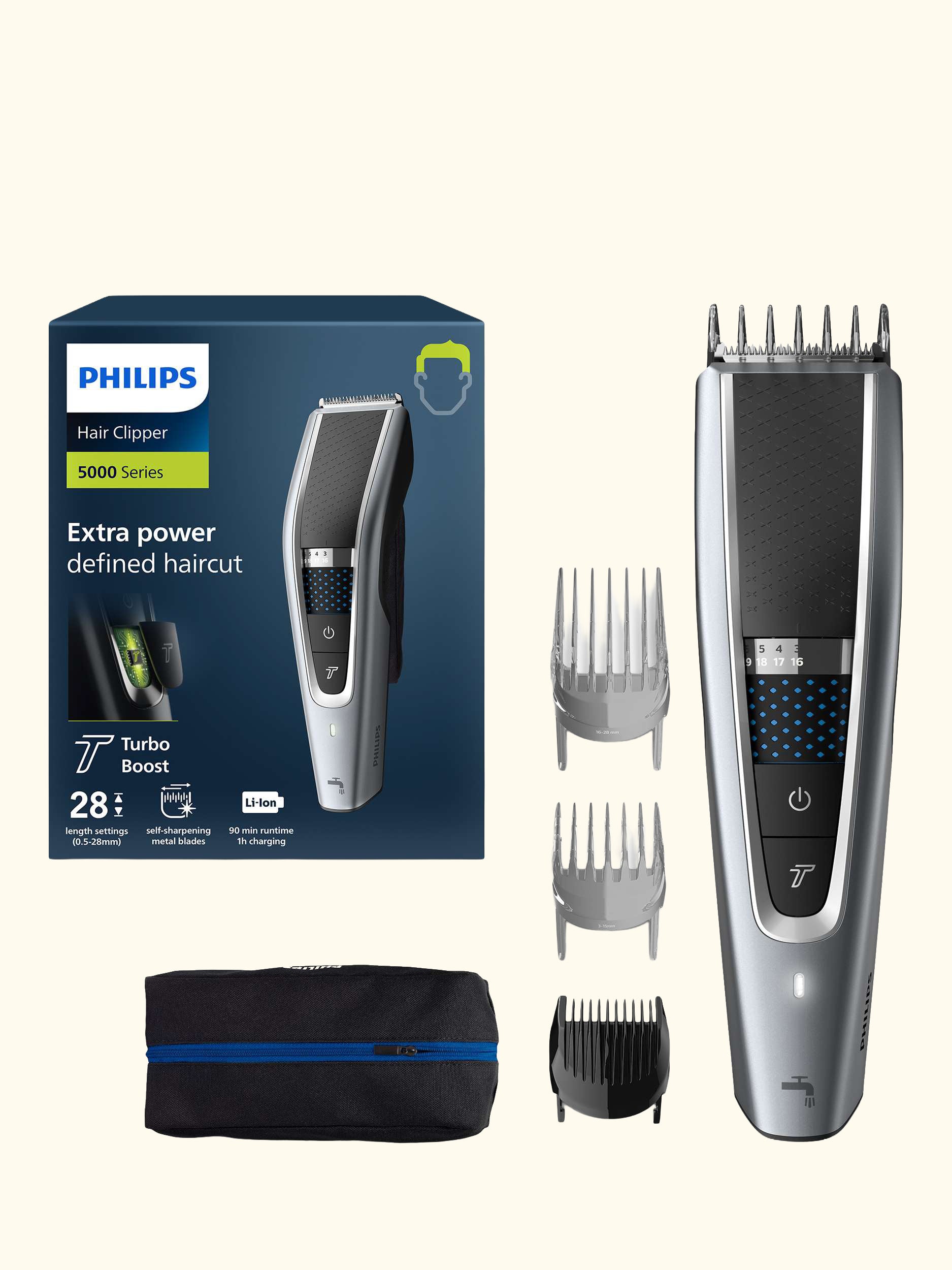 HC5630/13 Series 5000 Cordless Hair Clipper with Turbo Mode, Silver