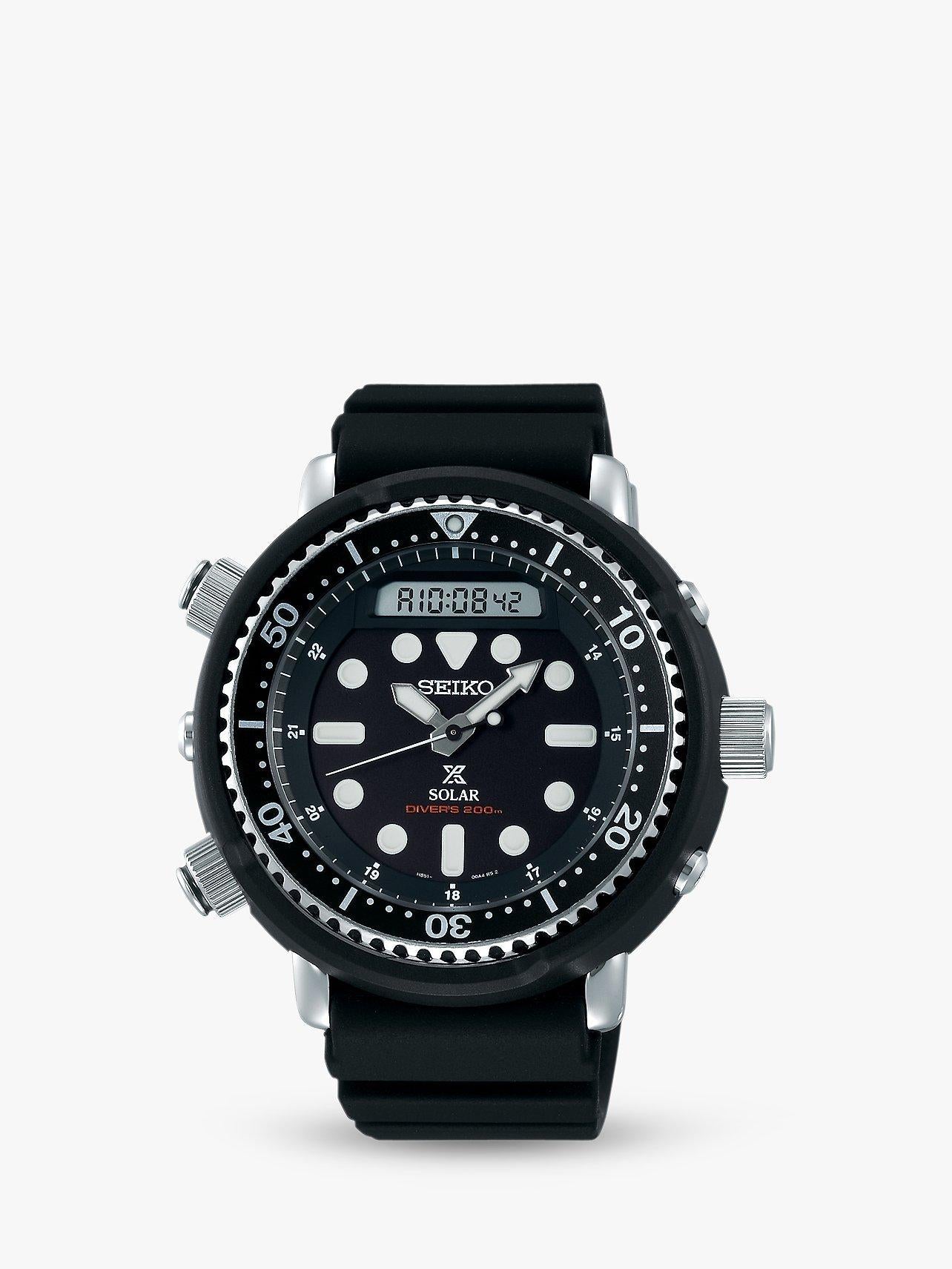 SNJ025P1 Men's Prospex Arnie Solar Date Silicone Strap Watch, Black