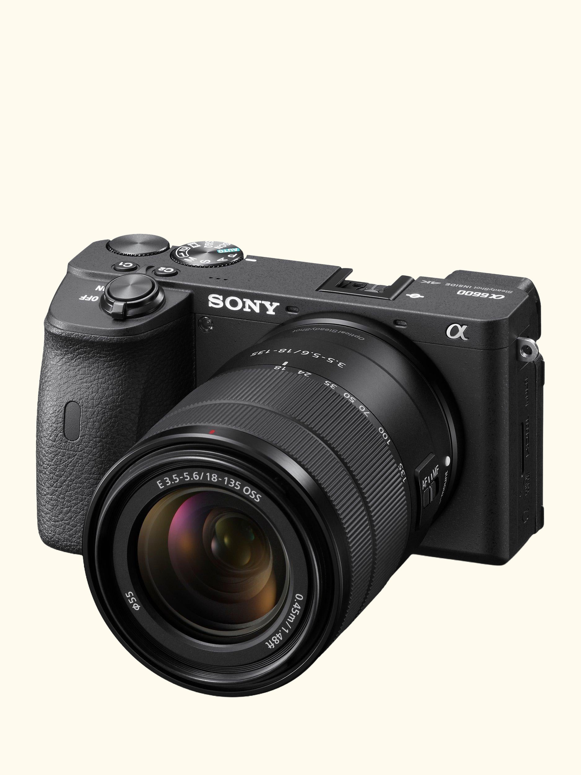 A6600 Compact System Camera with 18-135mm OSS Lens, 4K Ultra HD, 24.2MP, OLED Viewfinder, Wi-Fi, Bluetooth, NFC, 3" Tilting Touch Screen, Black