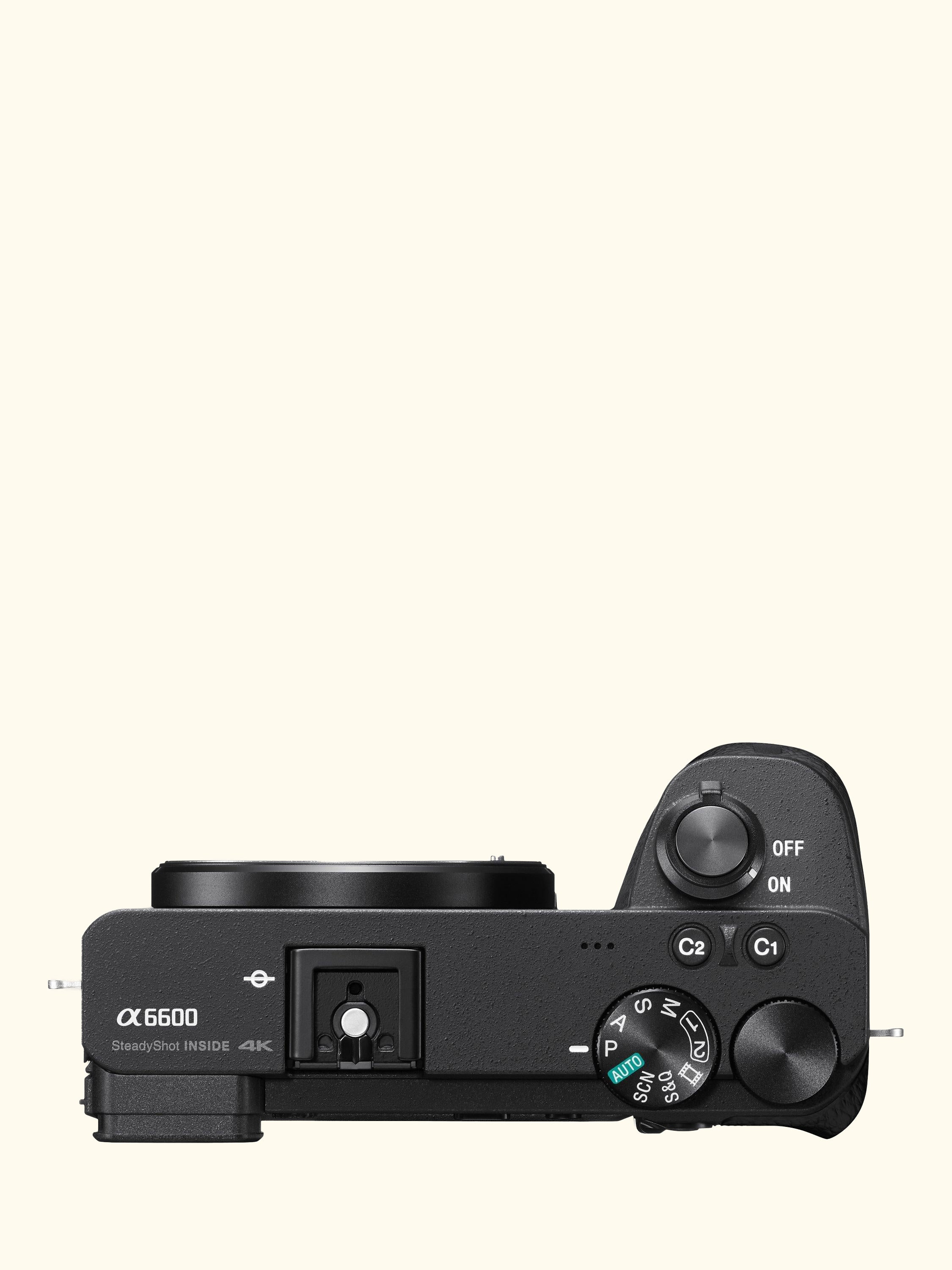A6600 Compact System Camera with 18-135mm OSS Lens, 4K Ultra HD, 24.2MP, OLED Viewfinder, Wi-Fi, Bluetooth, NFC, 3" Tilting Touch Screen, Black