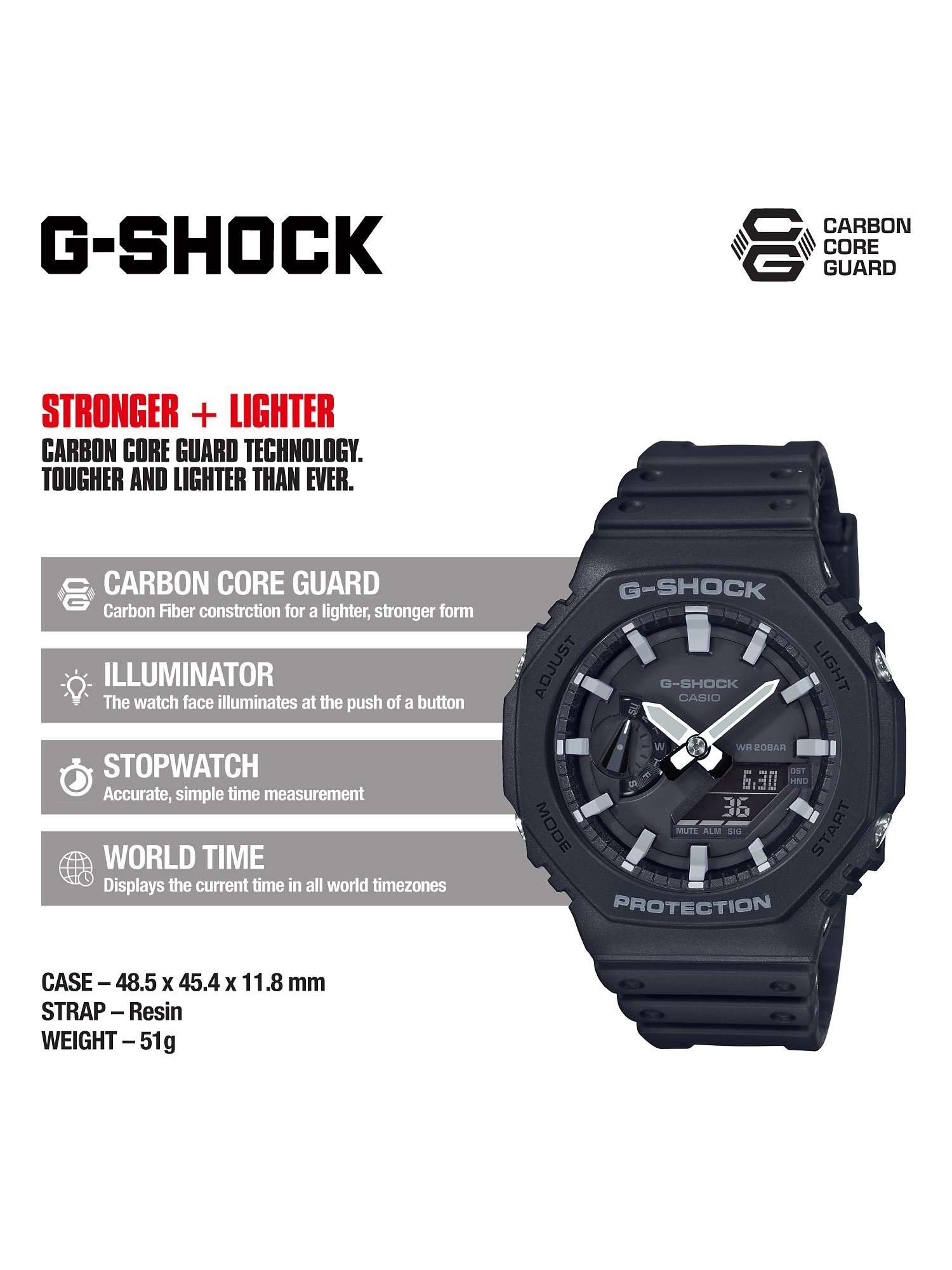 Men's G-Shock Day Resin Strap Watch