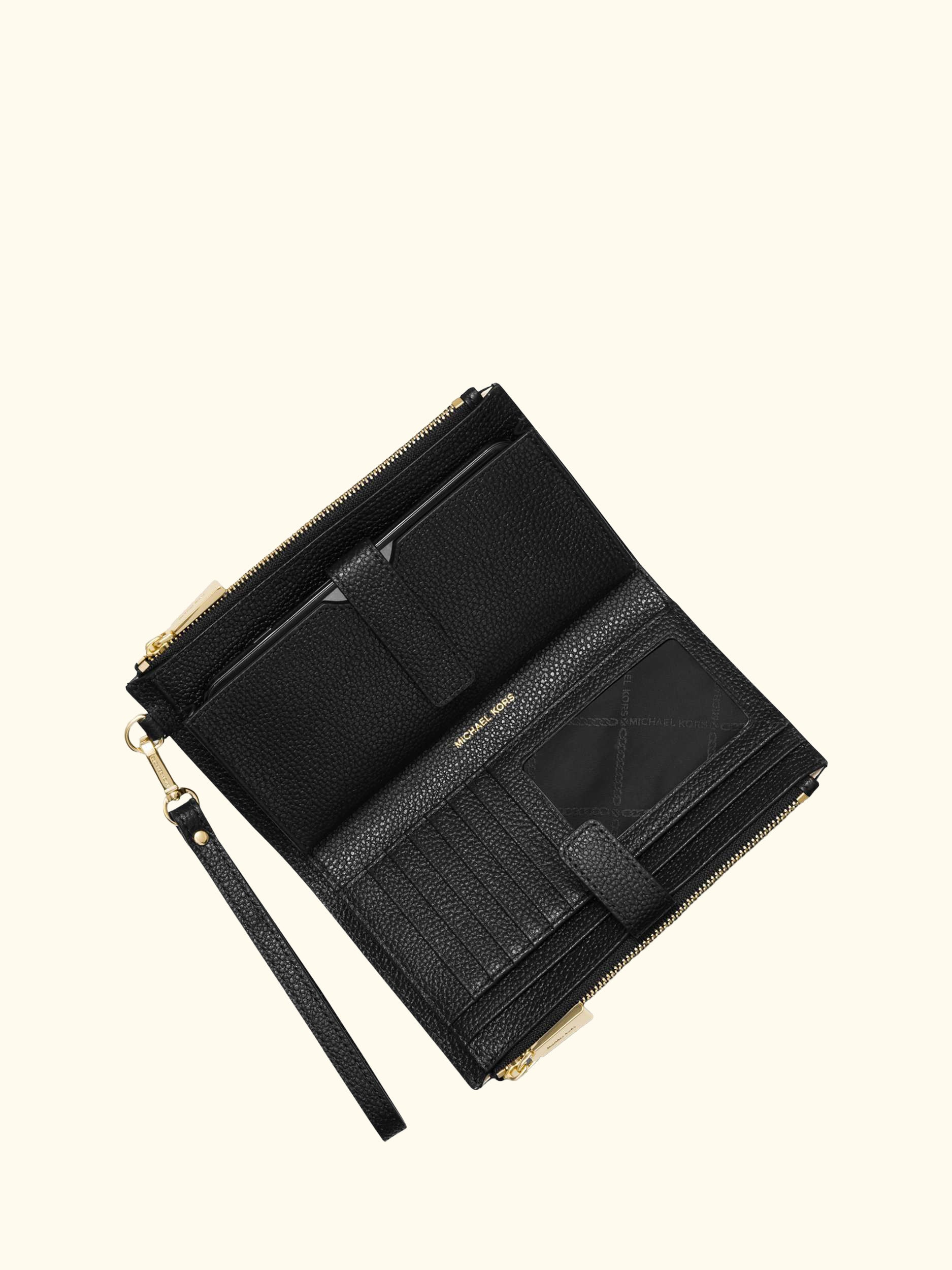 MICHAEL Michael Kors Jet Set Leather Travel Double Zip Top Wristlet Purse