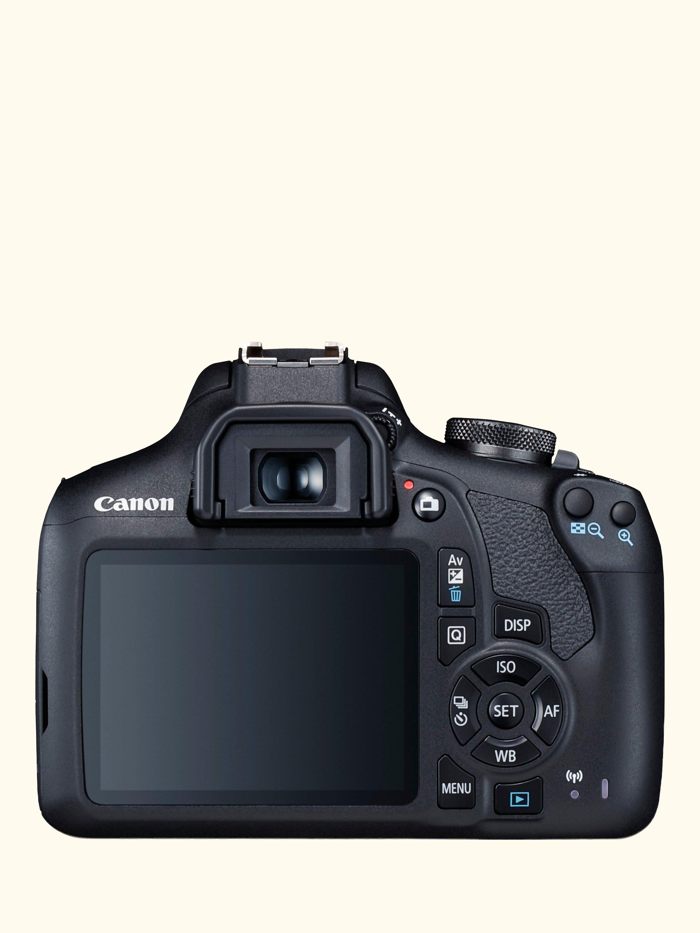 EOS 2000D Digital SLR Camera with 18-55mm III DC Lens, 1080p Full HD, 24.1MP, Wi-Fi, NFC, Optical Viewfinder, 3" LCD Screen, Black