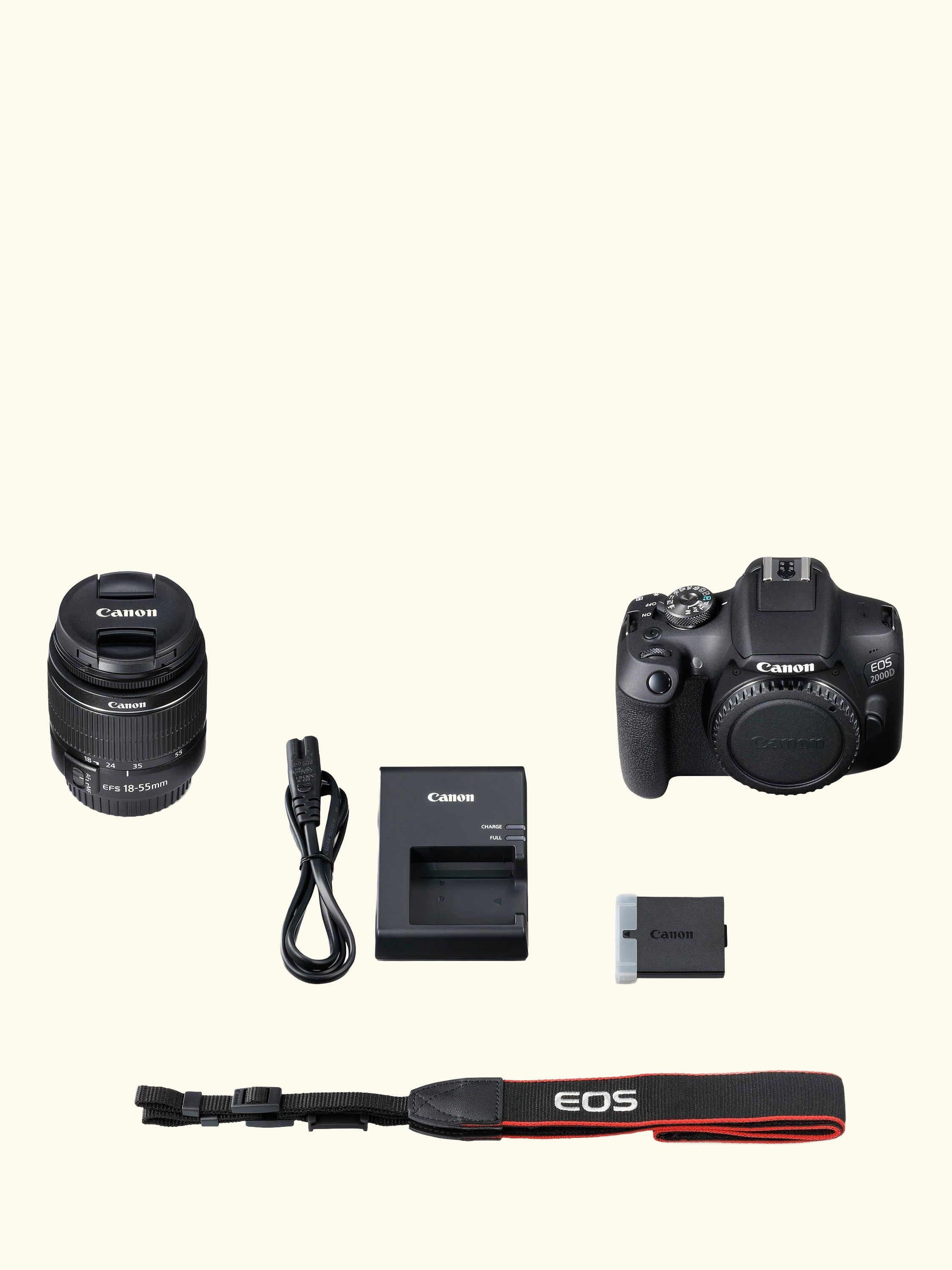 EOS 2000D Digital SLR Camera with 18-55mm III DC Lens, 1080p Full HD, 24.1MP, Wi-Fi, NFC, Optical Viewfinder, 3" LCD Screen, Black