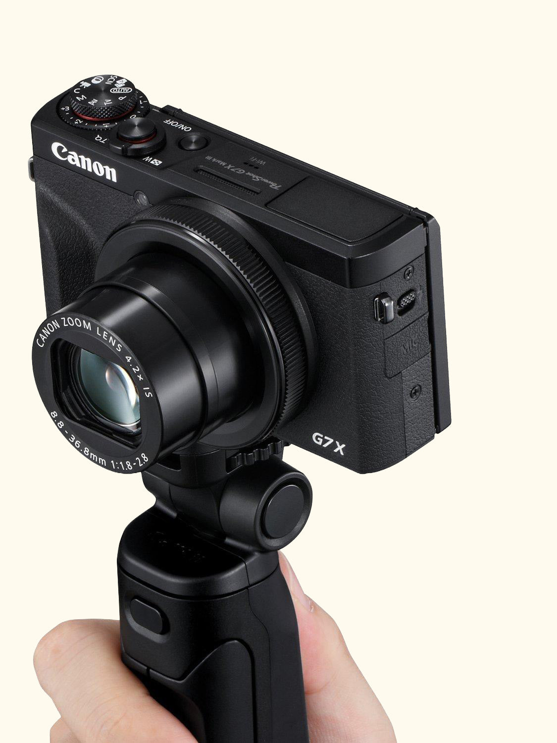 PowerShot G7 X Mark III Digital Camera, 4K Ultra HD, 20.1MP, 4.2x Optical Zoom, Wi-Fi, Bluetooth, 3" Tilting Touch Screen, Black, Vlogger Kit with Tripod Grip, Wireless Remote Control & Memory Card