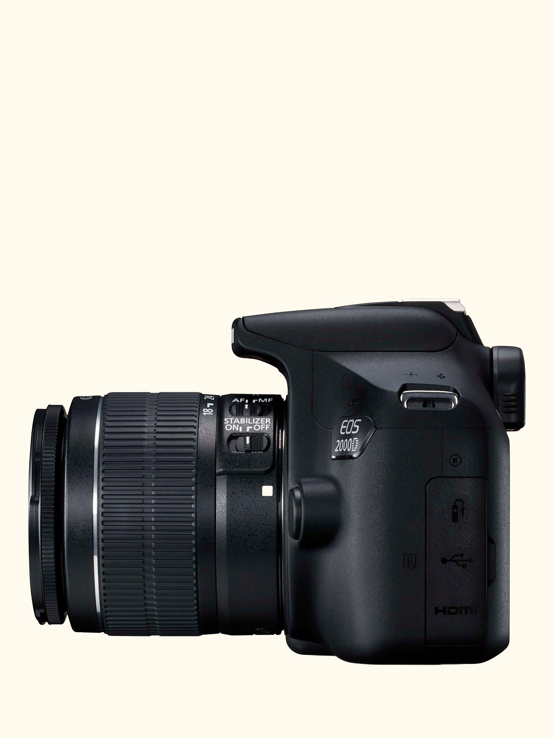 EOS 2000D Digital SLR Camera with 18-55mm Lens & 50mm Lens, 1080p Full HD, 24.1MP, Wi-Fi, NFC, Optical Viewfinder, 3" LCD Screen, Double Lens Kit, Black