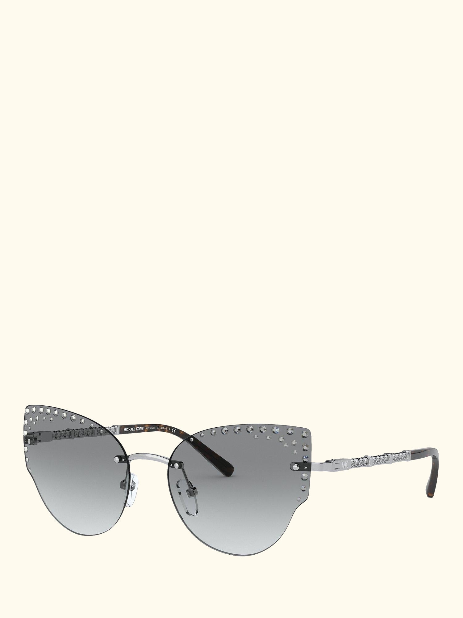 MK1058B Women's St Anton Studded Cat's Eye Sunglasses, Silver/Grey Gradient