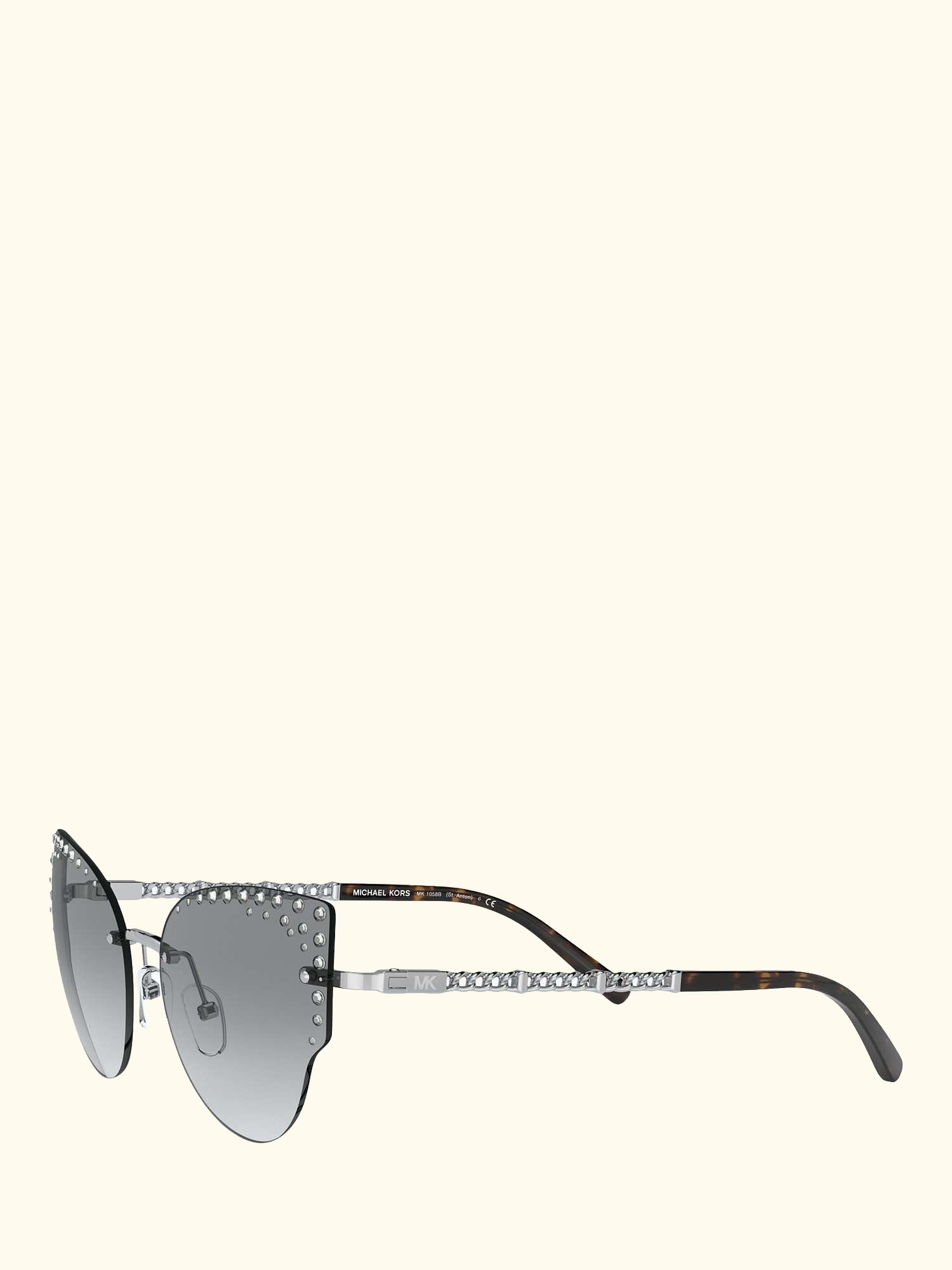 MK1058B Women's St Anton Studded Cat's Eye Sunglasses, Silver/Grey Gradient