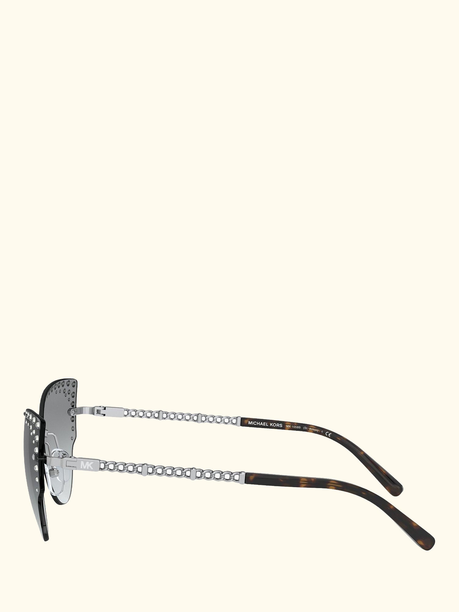 MK1058B Women's St Anton Studded Cat's Eye Sunglasses, Silver/Grey Gradient