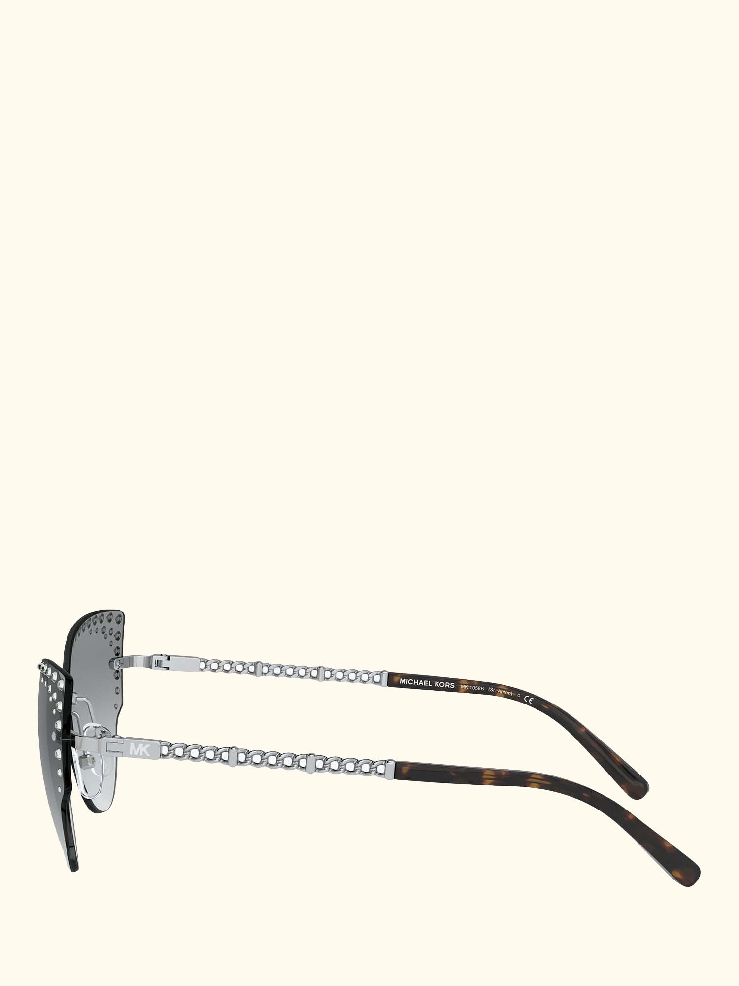 MK1058B Women's St Anton Studded Cat's Eye Sunglasses, Silver/Grey Gradient