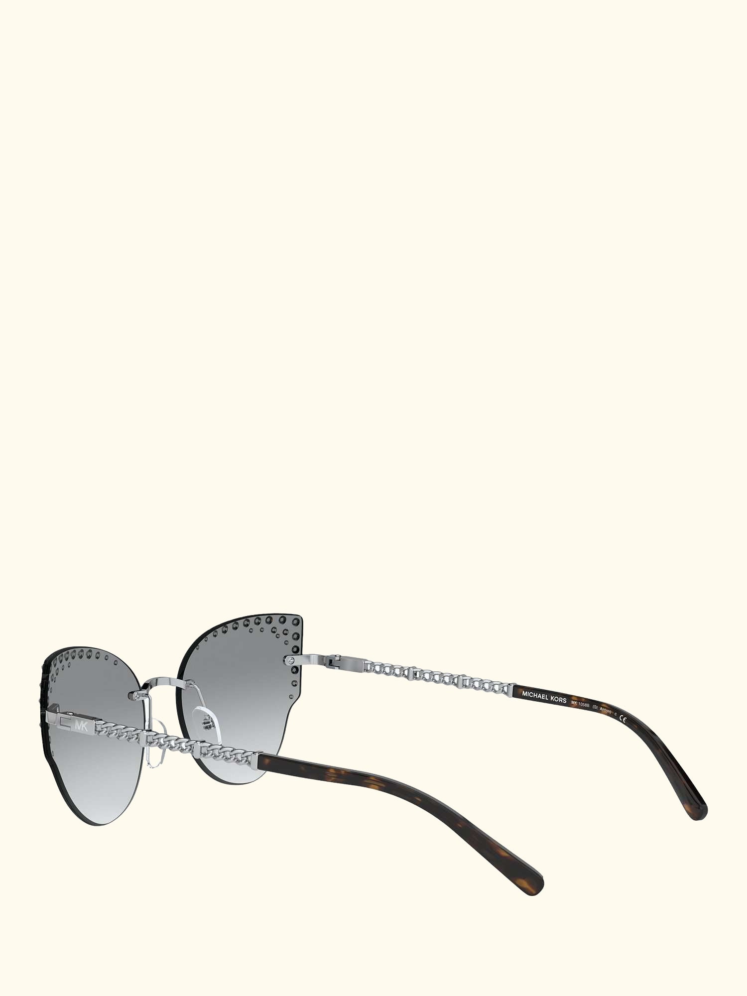 MK1058B Women's St Anton Studded Cat's Eye Sunglasses, Silver/Grey Gradient