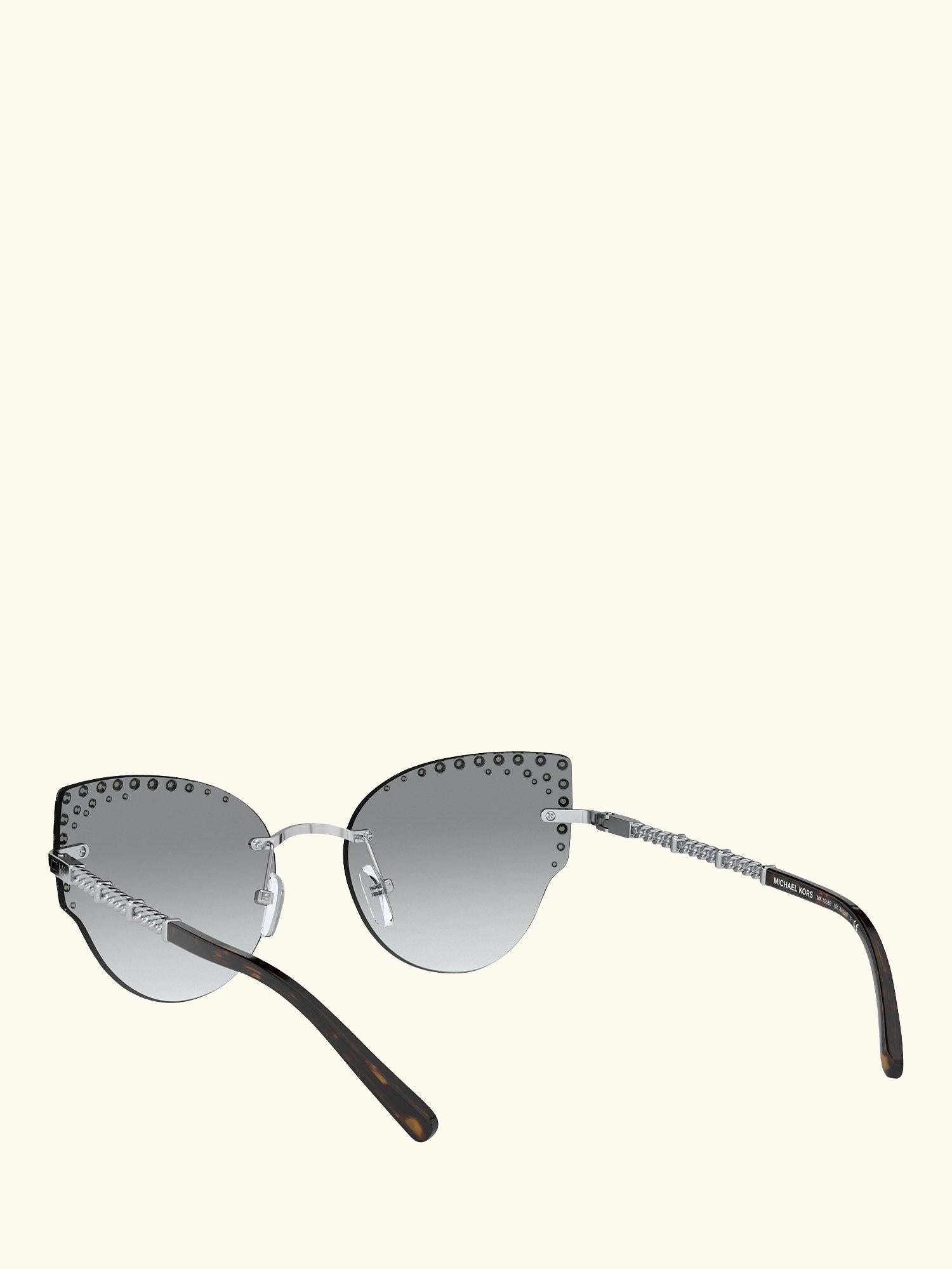 MK1058B Women's St Anton Studded Cat's Eye Sunglasses, Silver/Grey Gradient