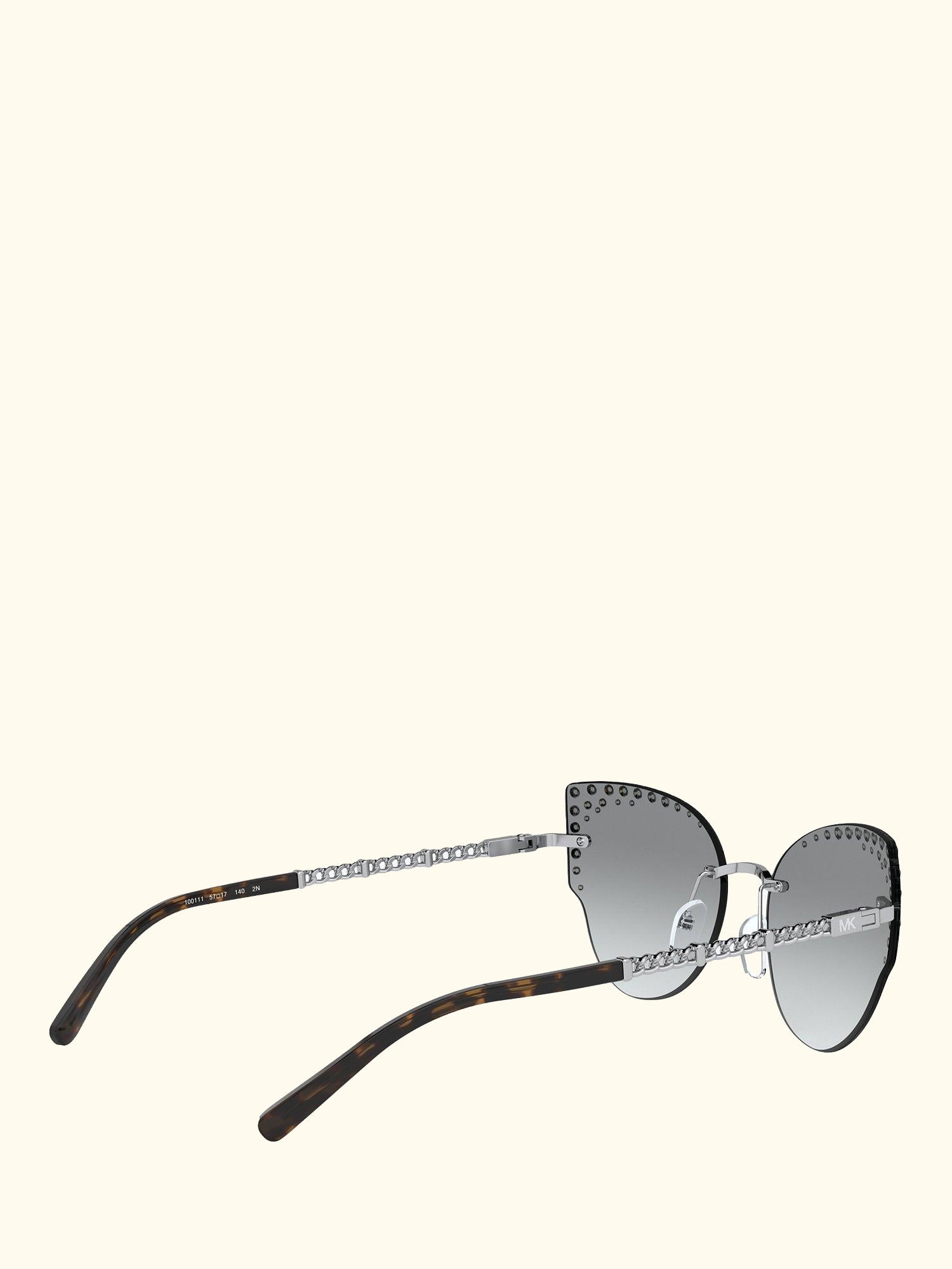 MK1058B Women's St Anton Studded Cat's Eye Sunglasses, Silver/Grey Gradient