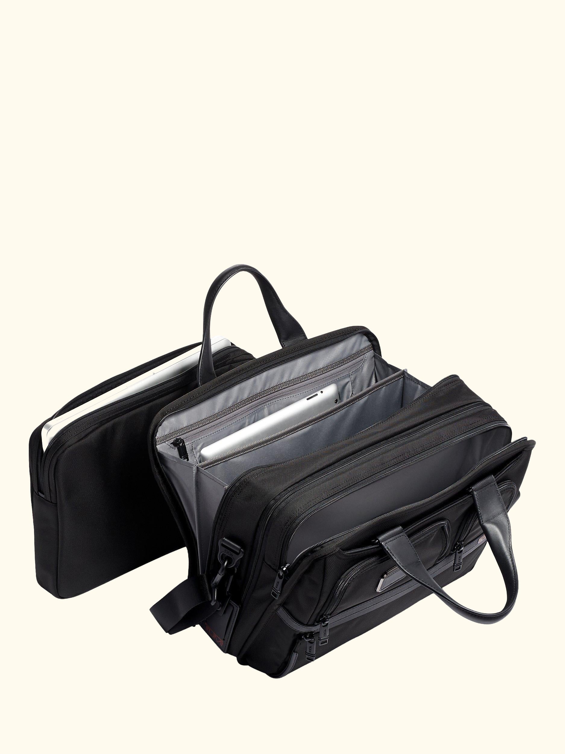 Alpha 3 Expandable Organizer Laptop Briefcase, Black