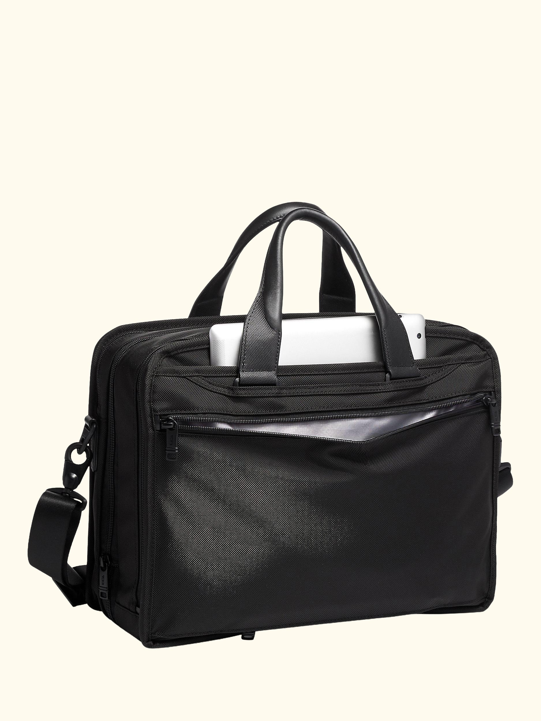 Alpha 3 Expandable Organizer Laptop Briefcase, Black