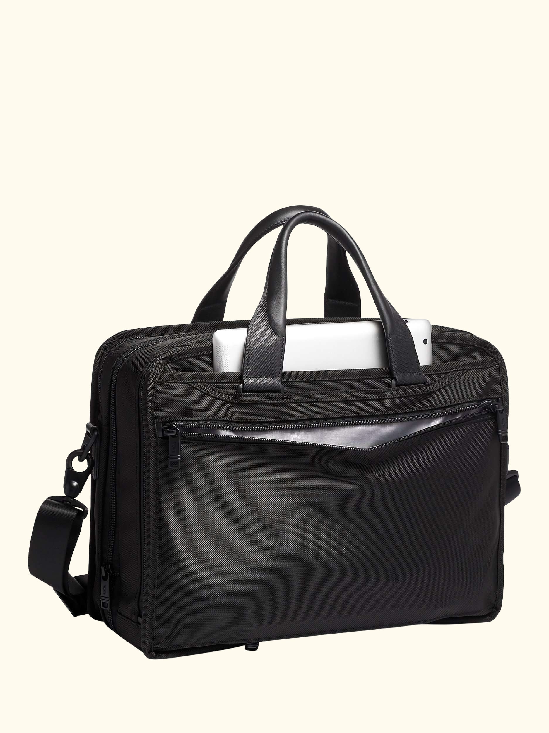 Alpha 3 Expandable Organizer Laptop Briefcase, Black