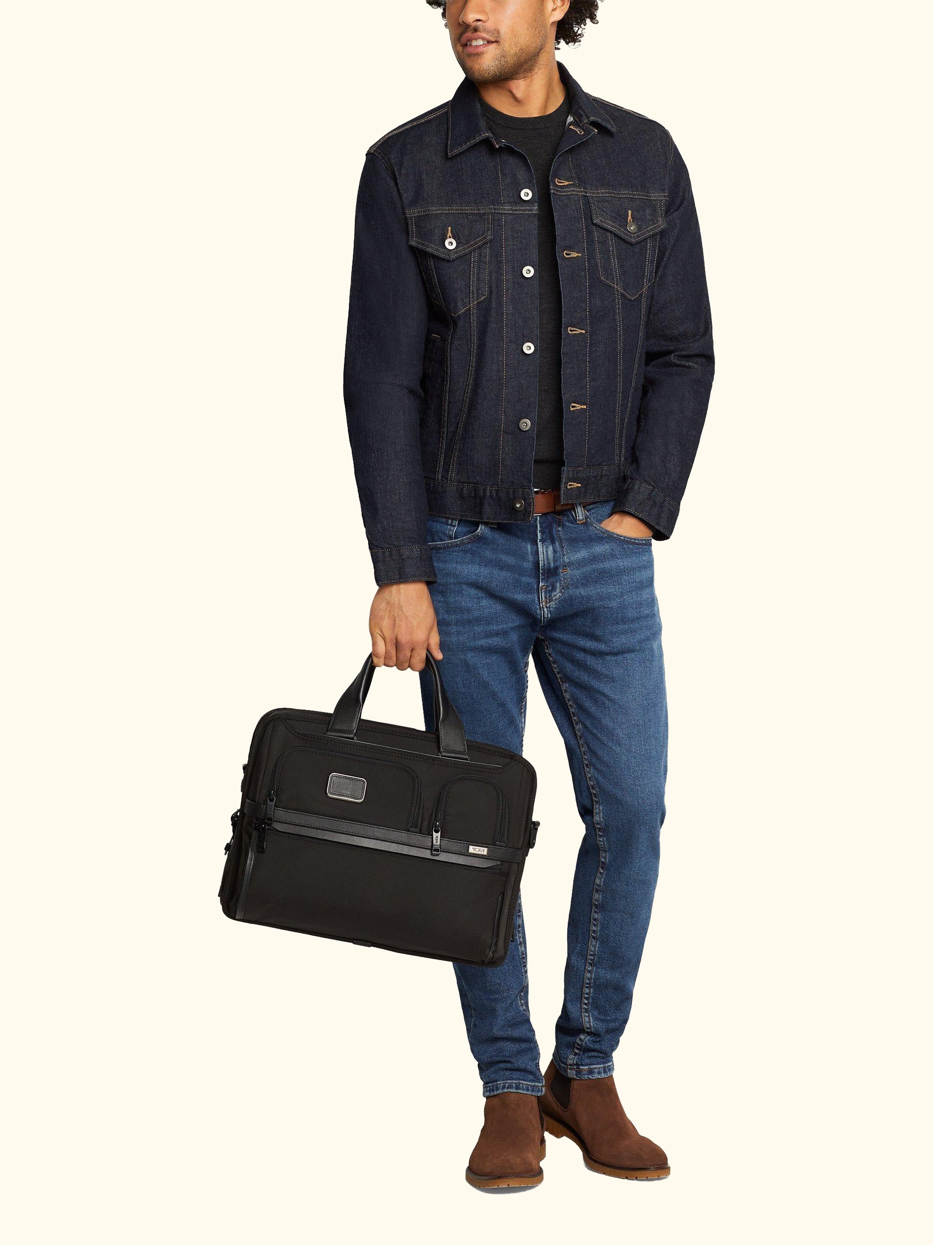 Alpha 3 Expandable Organizer Laptop Briefcase, Black