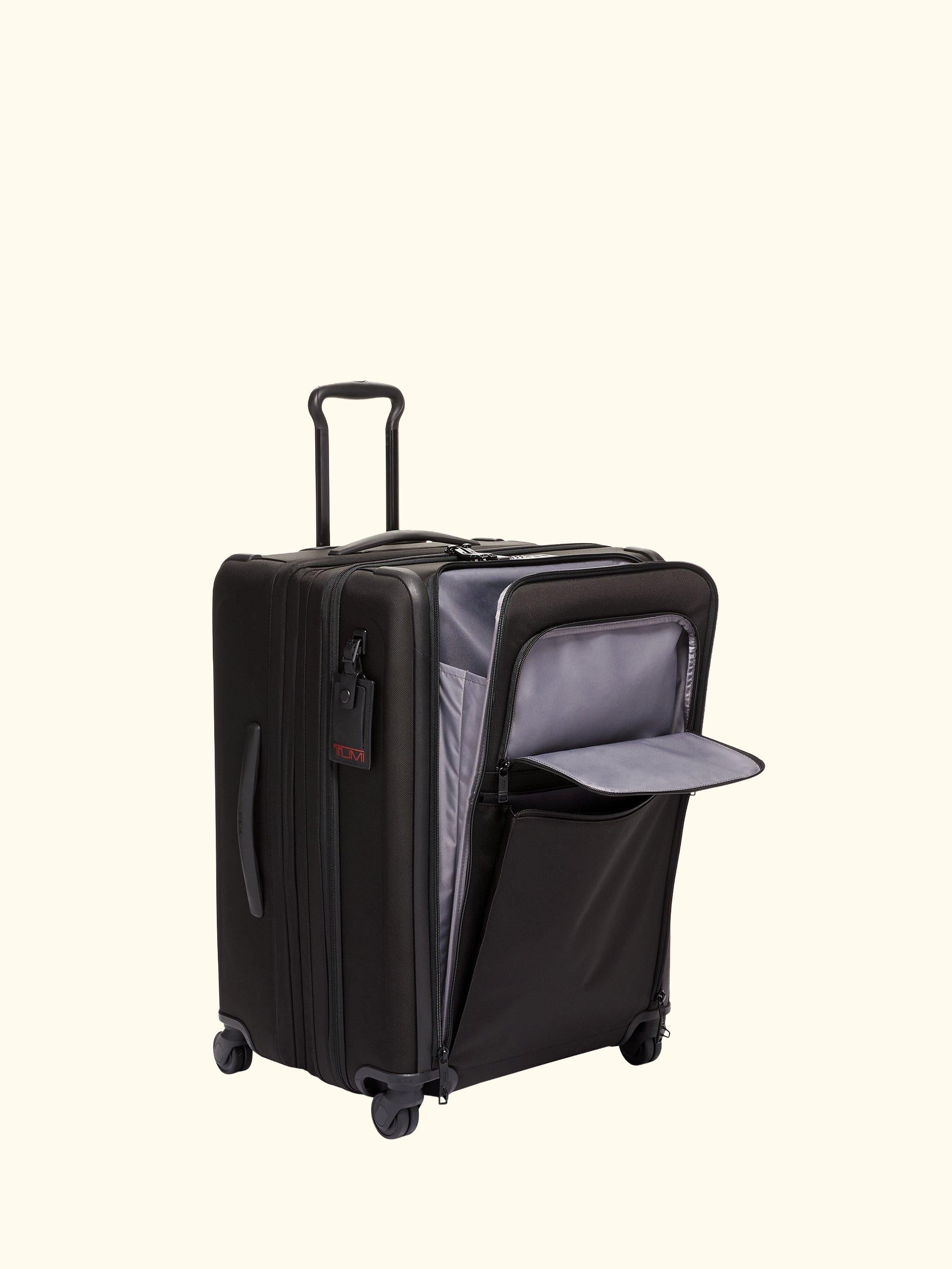 Alpha 3 Short Trip 66cm 4-Wheel Expandable Medium Suitcase, Black