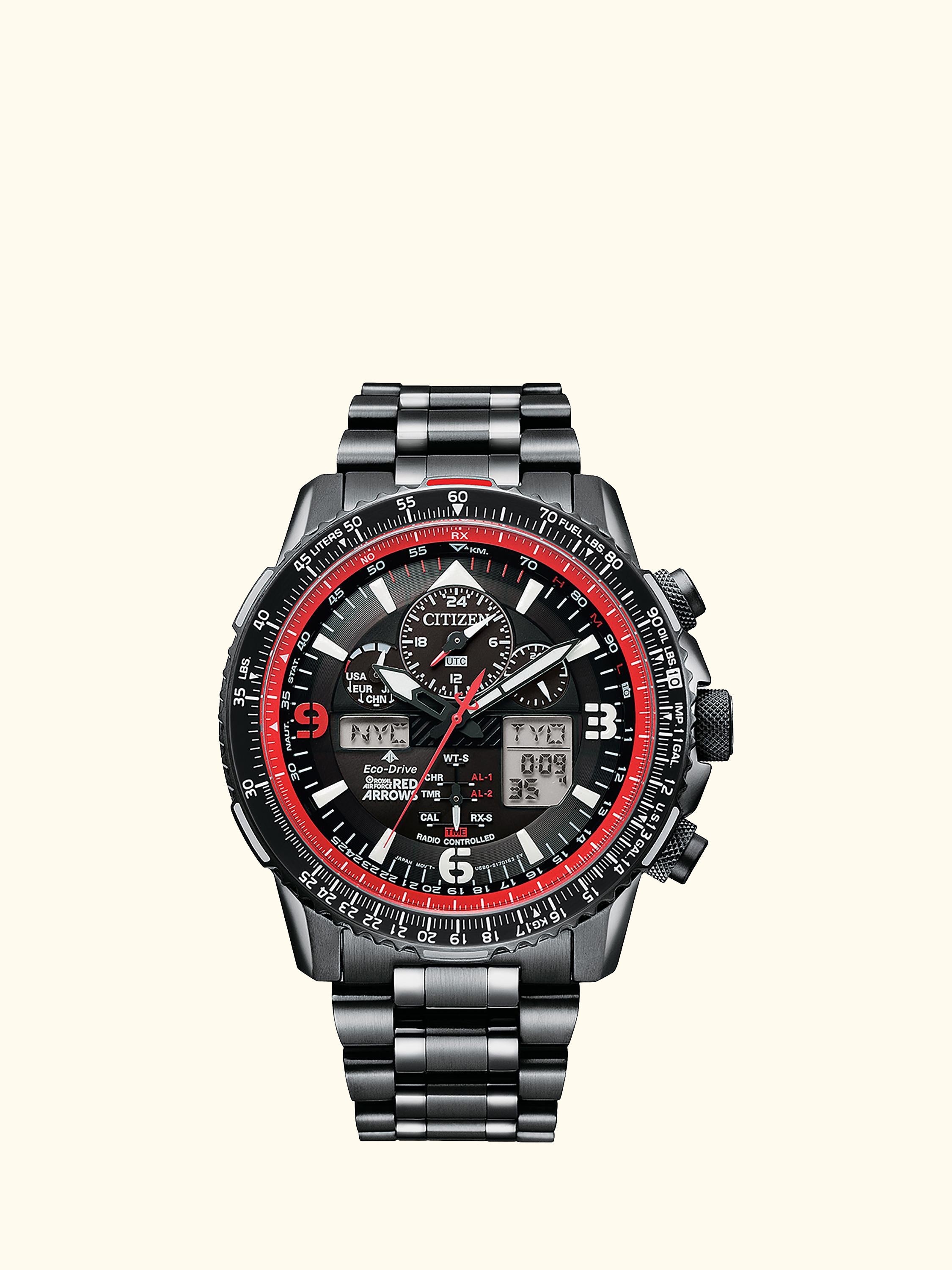 JY8087-51E Men's Limited Edition Red Arrows Skyhawk A.T Chronograph Bracelet Strap Watch, Black