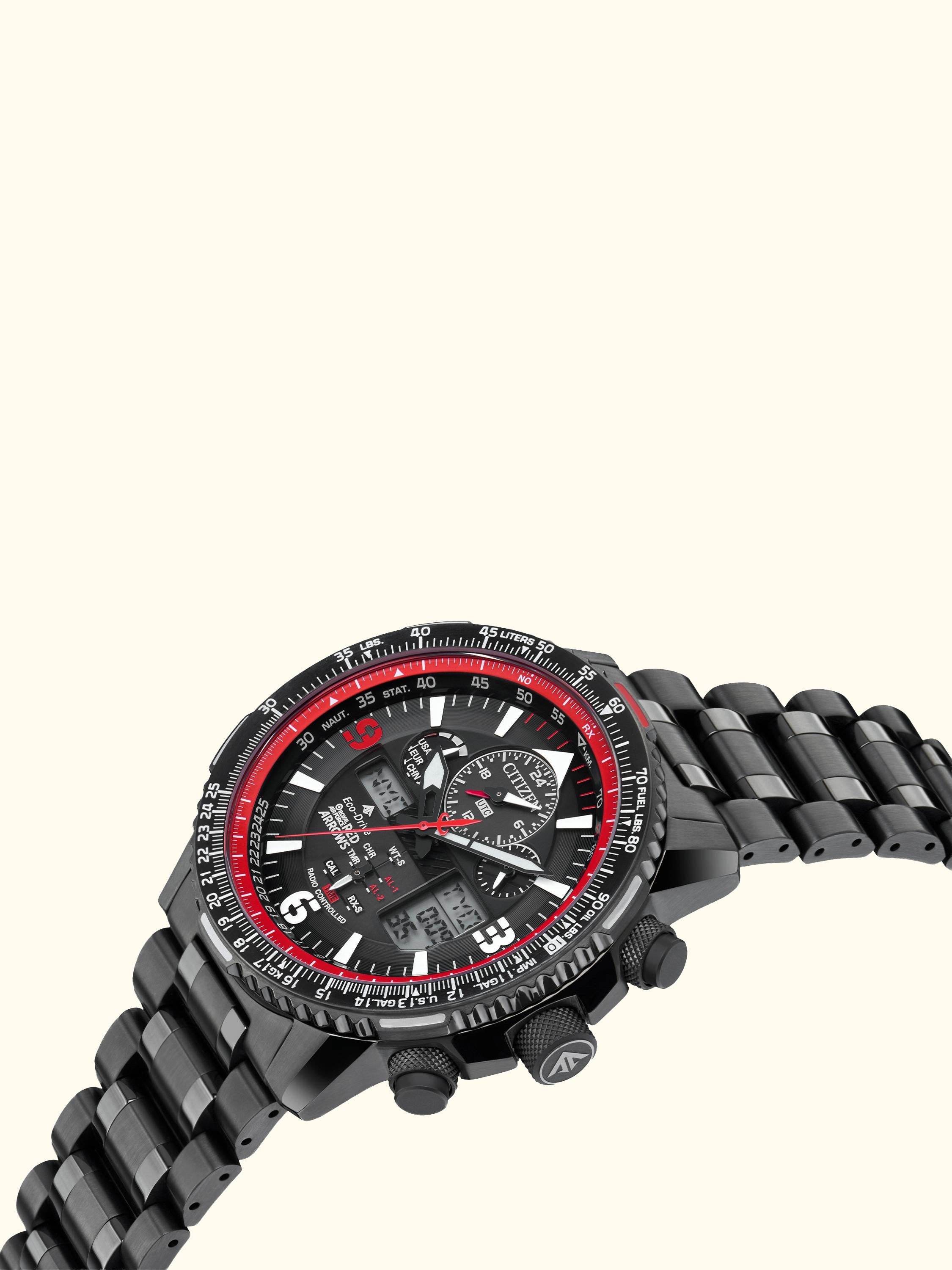 JY8087-51E Men's Limited Edition Red Arrows Skyhawk A.T Chronograph Bracelet Strap Watch, Black