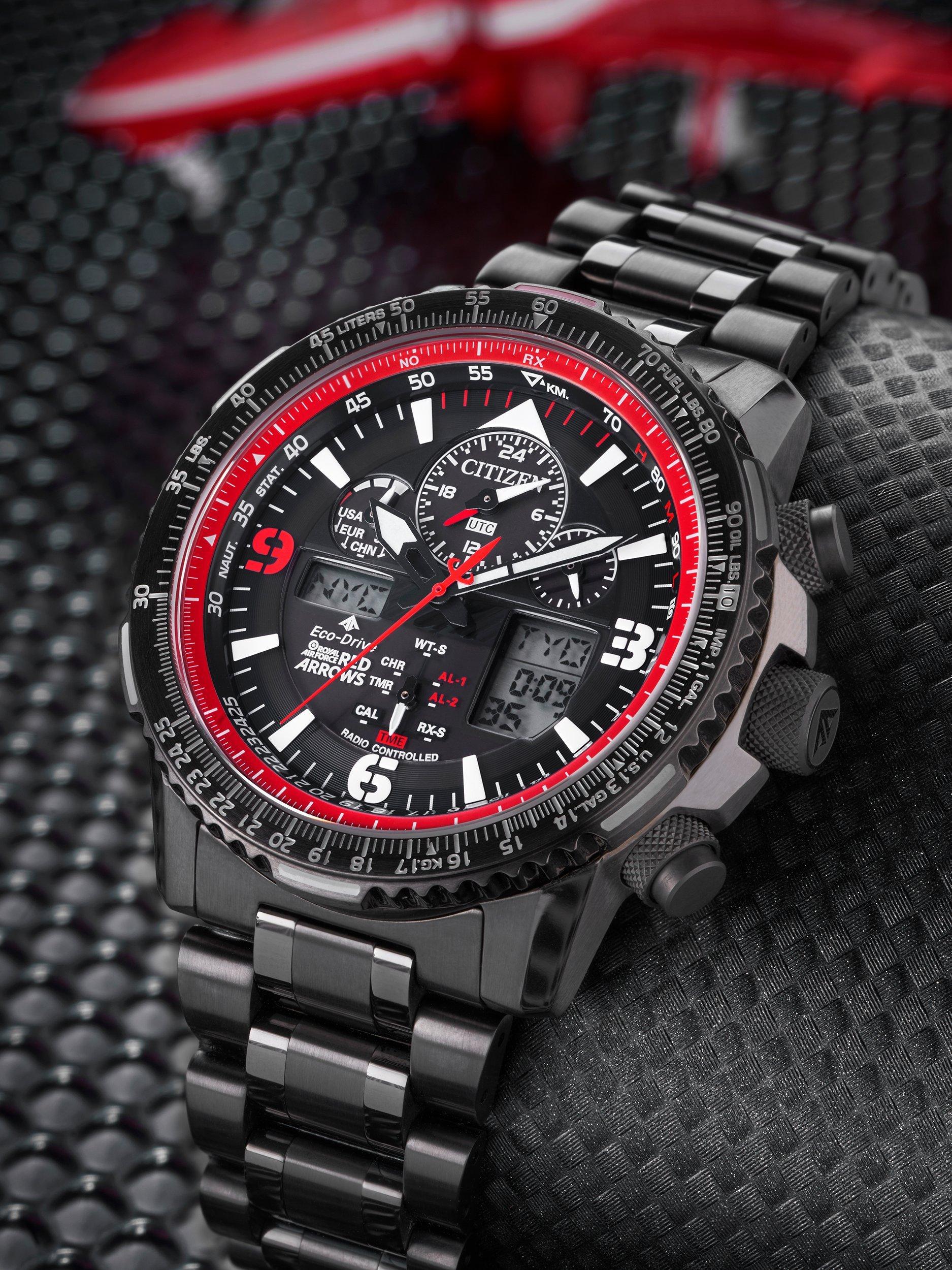 JY8087-51E Men's Limited Edition Red Arrows Skyhawk A.T Chronograph Bracelet Strap Watch, Black