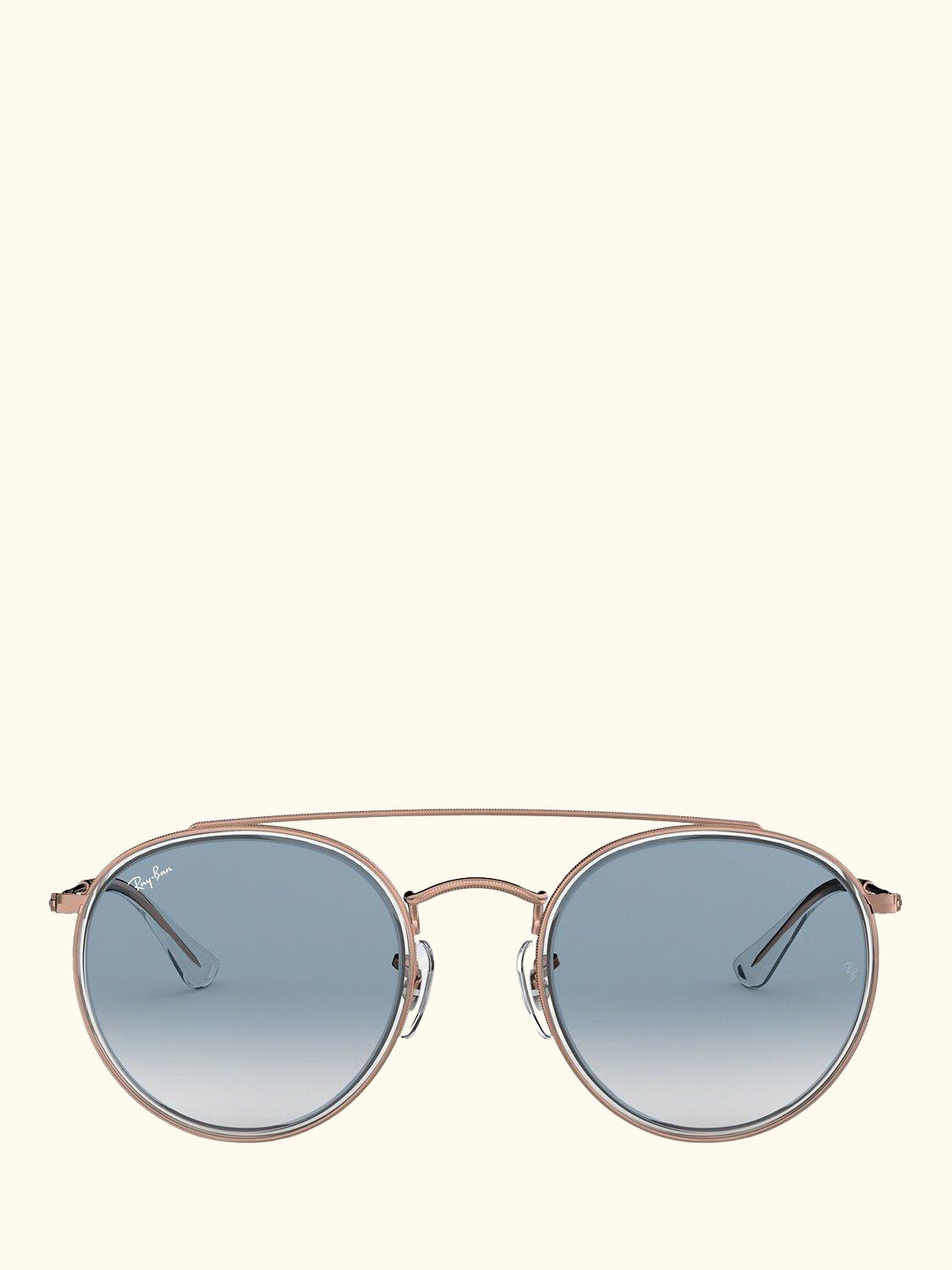 RB3647N Unisex Double Bridge Oval Sunglasses, Copper/Light Blue Gradient