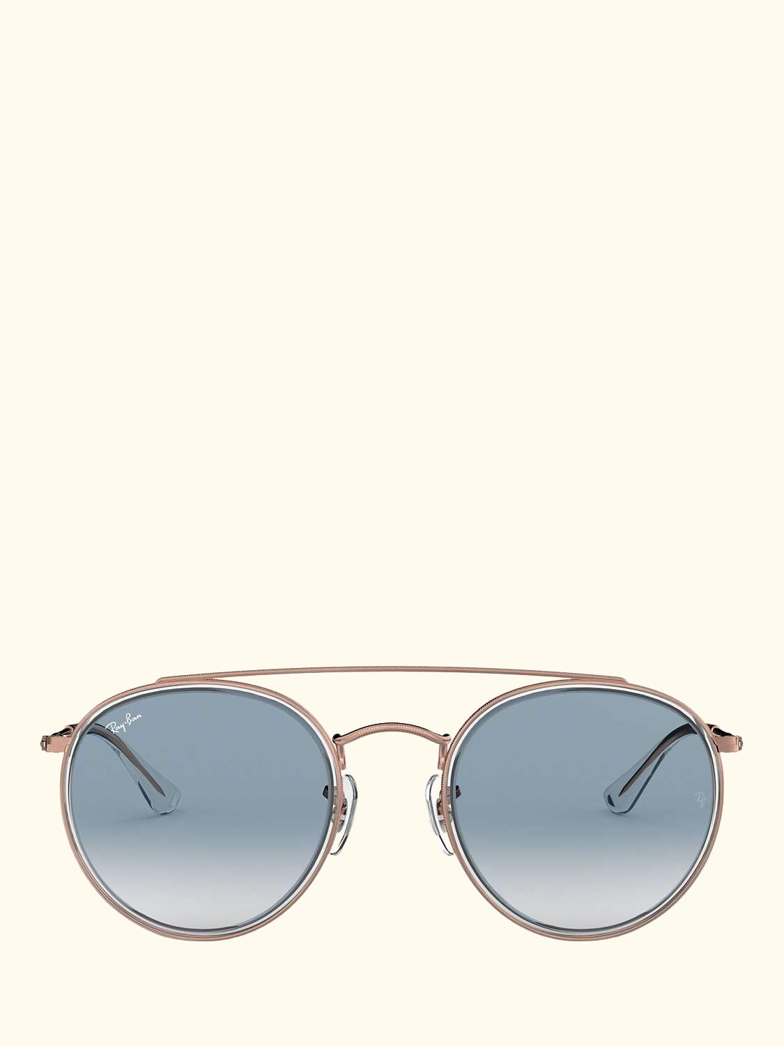 RB3647N Unisex Double Bridge Oval Sunglasses, Copper/Light Blue Gradient