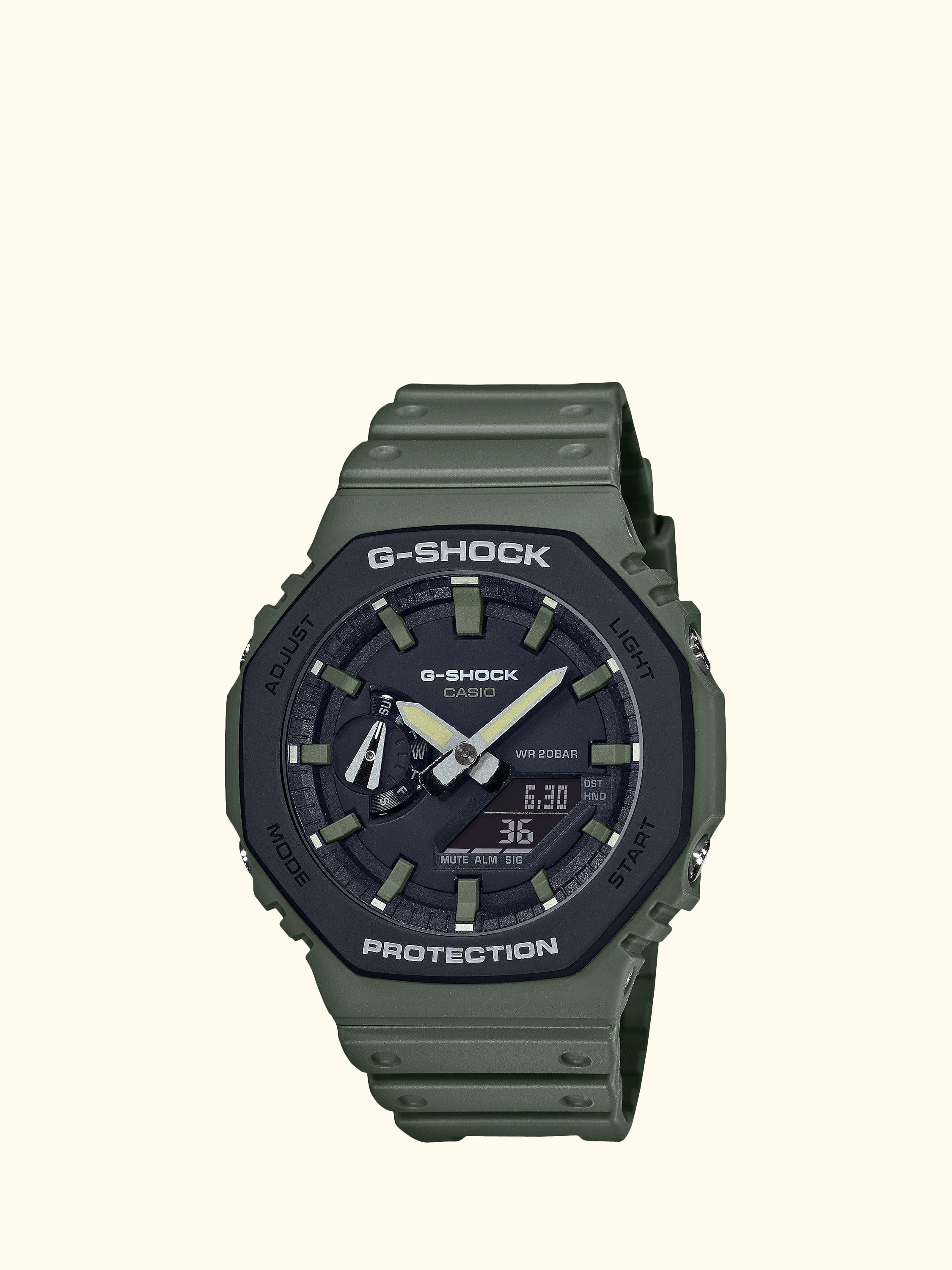 GA-2110SU-3AER Men's G-Shock Resin Strap Watch, Green/Black