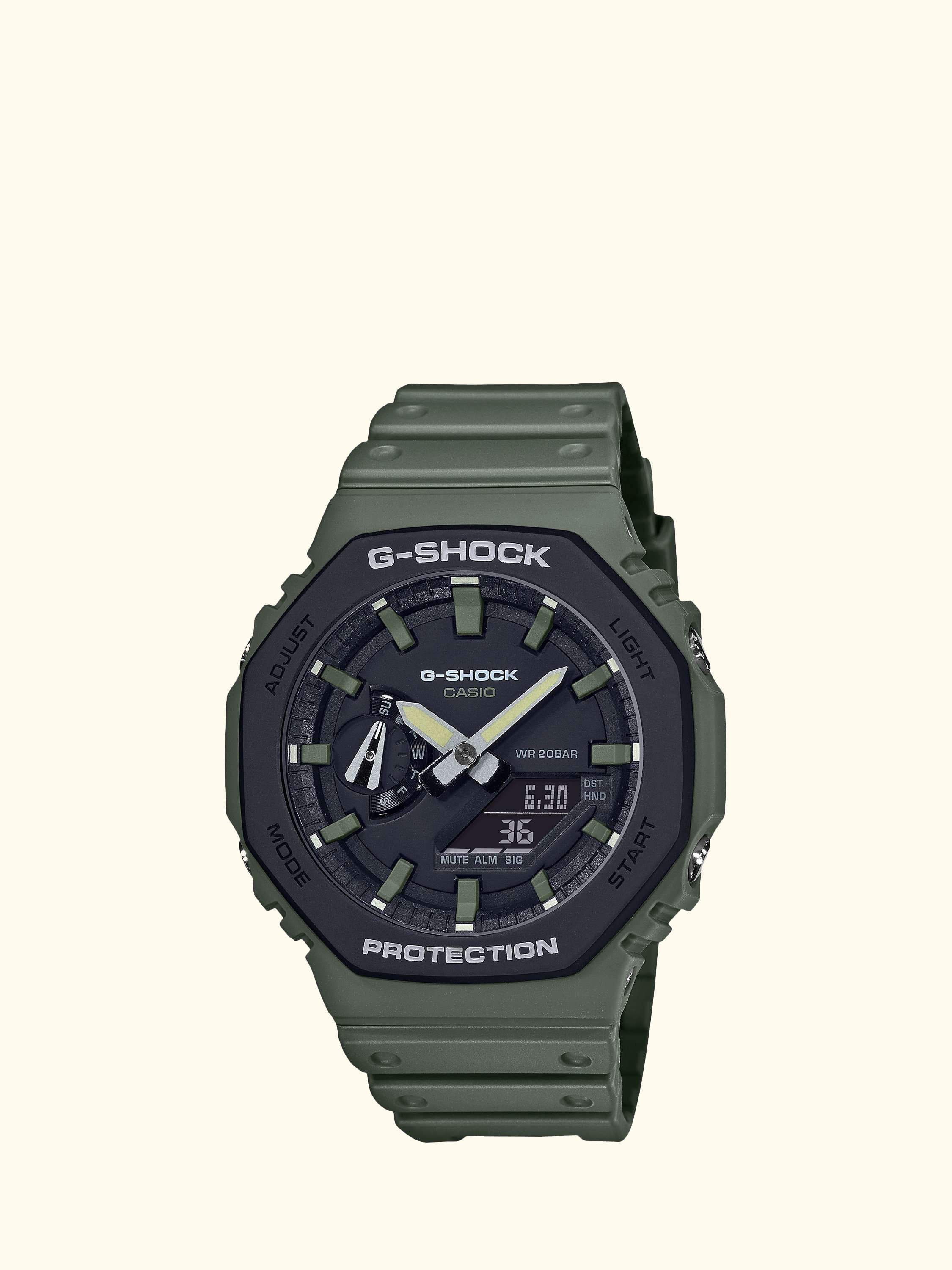 GA-2110SU-3AER Men's G-Shock Resin Strap Watch, Green/Black