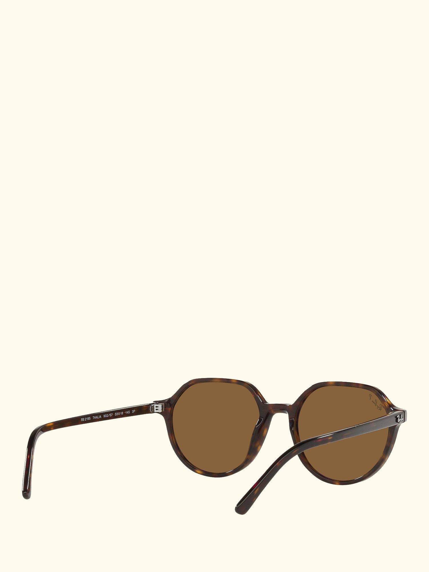 RB2195 Unisex Thalia Polarised Tortoiseshell Square Sunglasses, Havana
