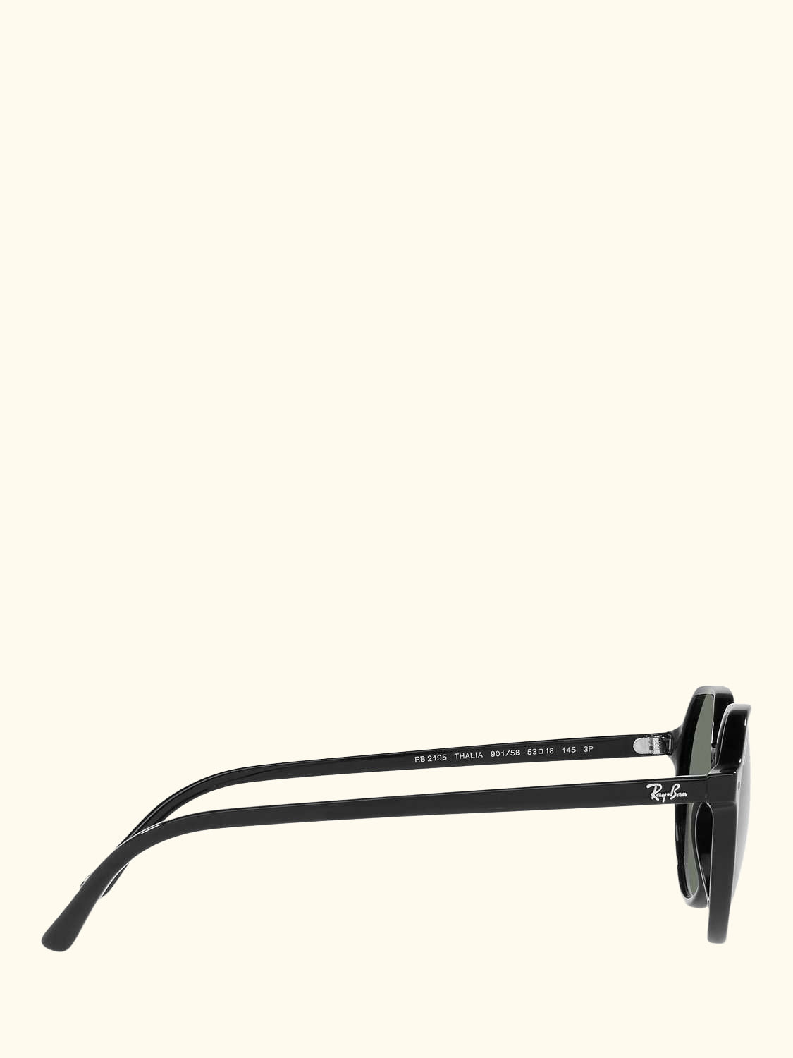 RB2195 Unisex Thalia Polarised Square Sunglasses, Black