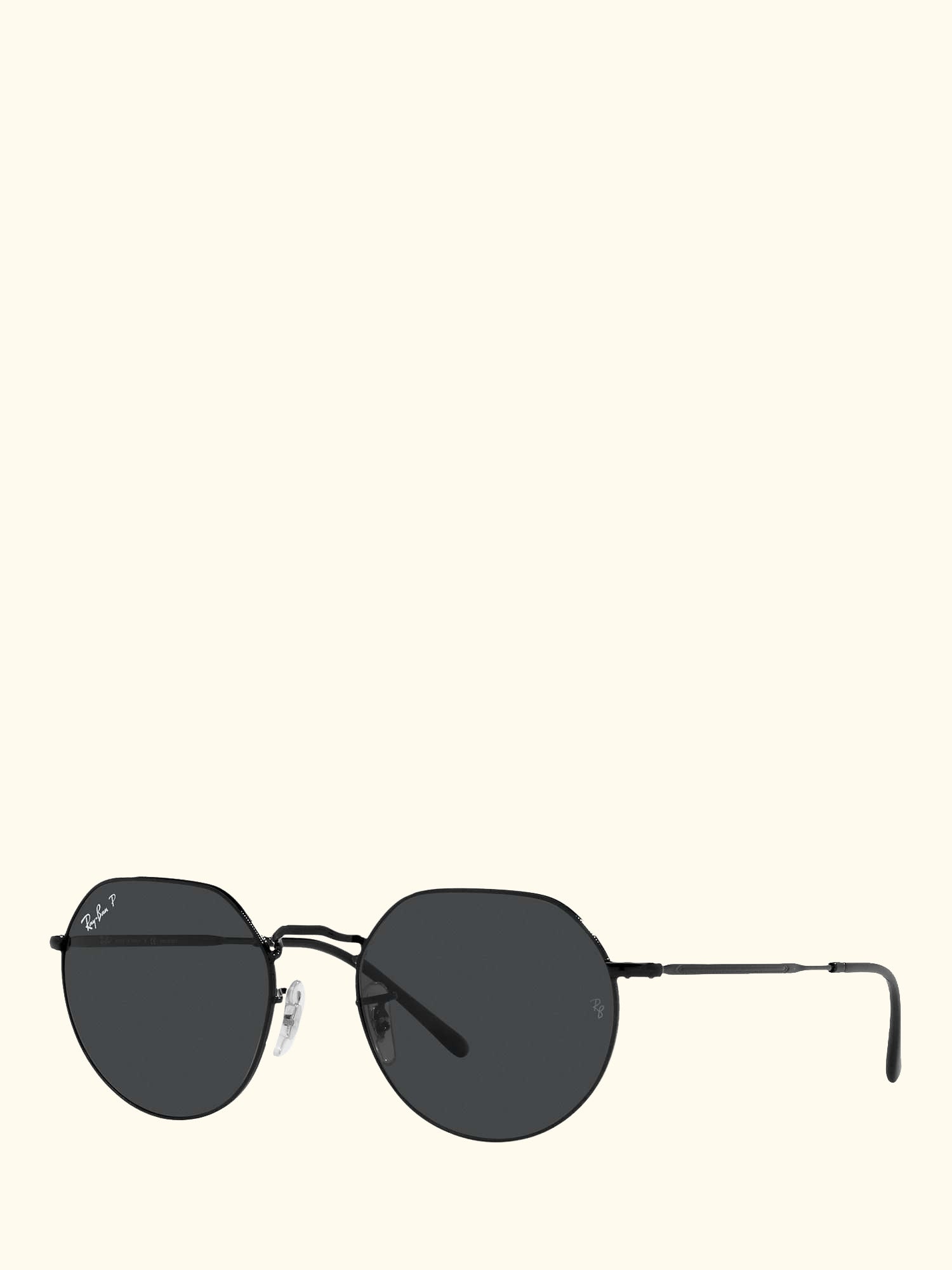 RB3565 Jack Unisex Polarised Metal Hexagonal Sunglasses, Black
