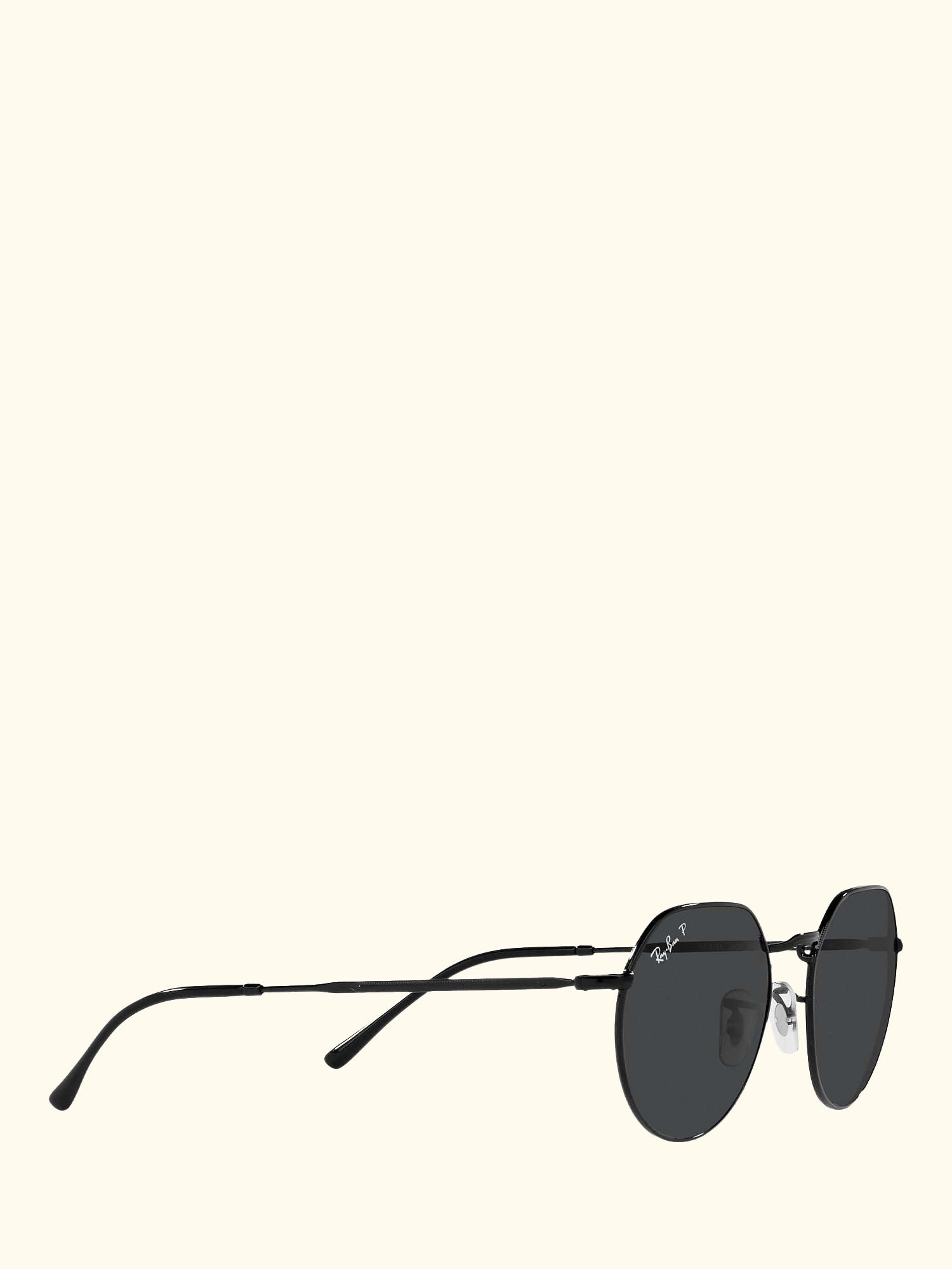 RB3565 Jack Unisex Polarised Metal Hexagonal Sunglasses, Black