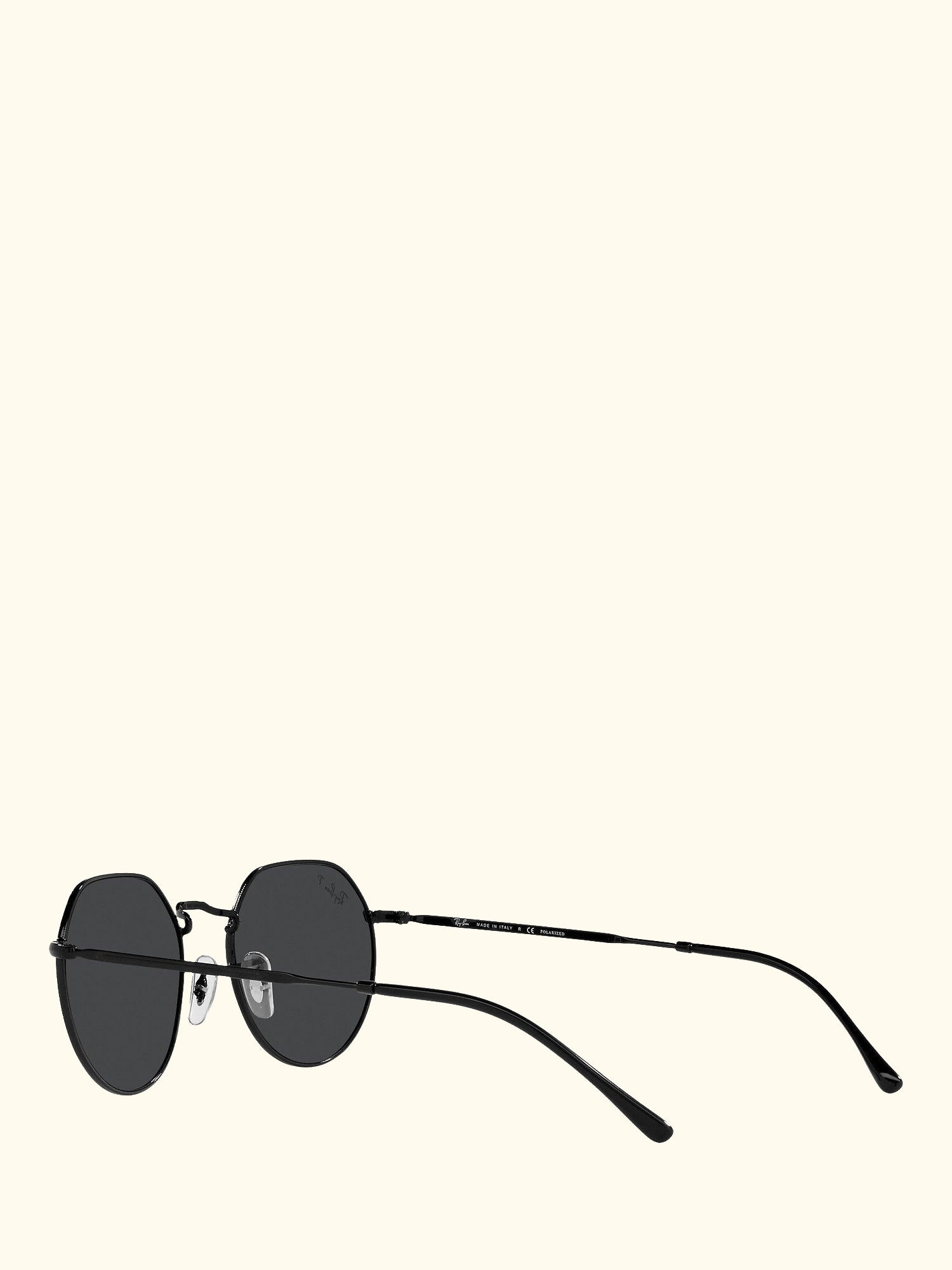 RB3565 Jack Unisex Polarised Metal Hexagonal Sunglasses, Black