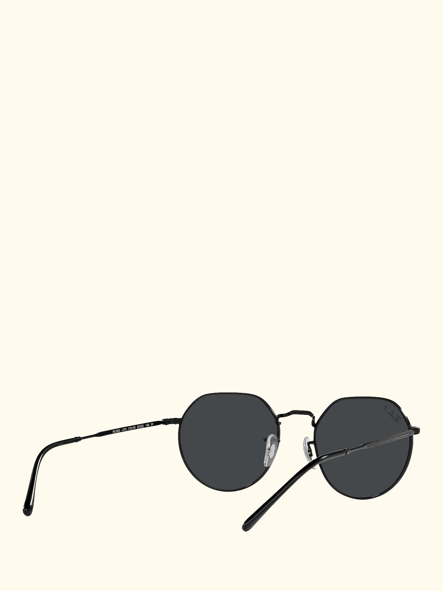 RB3565 Jack Unisex Polarised Metal Hexagonal Sunglasses, Black