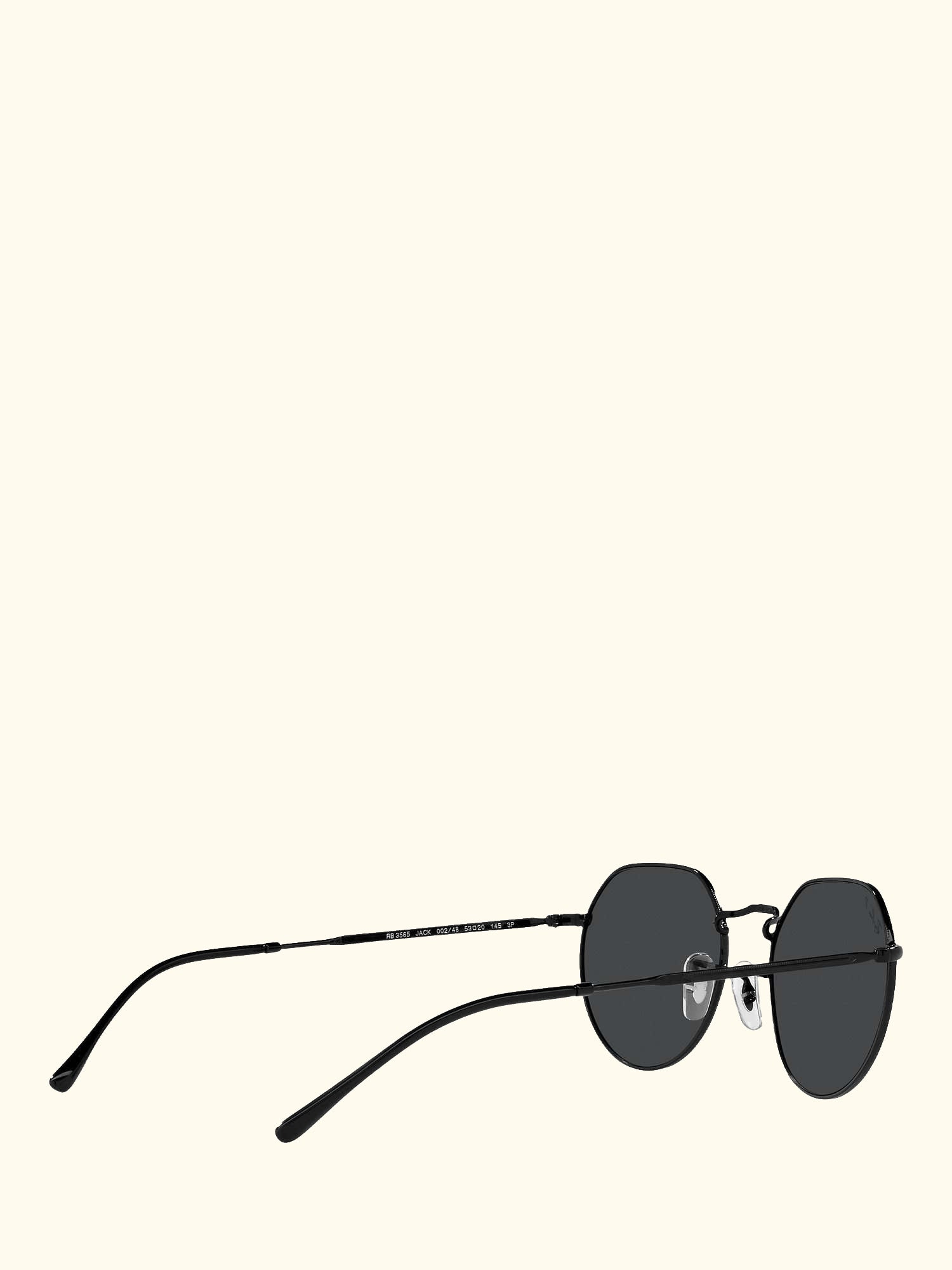 RB3565 Jack Unisex Polarised Metal Hexagonal Sunglasses, Black