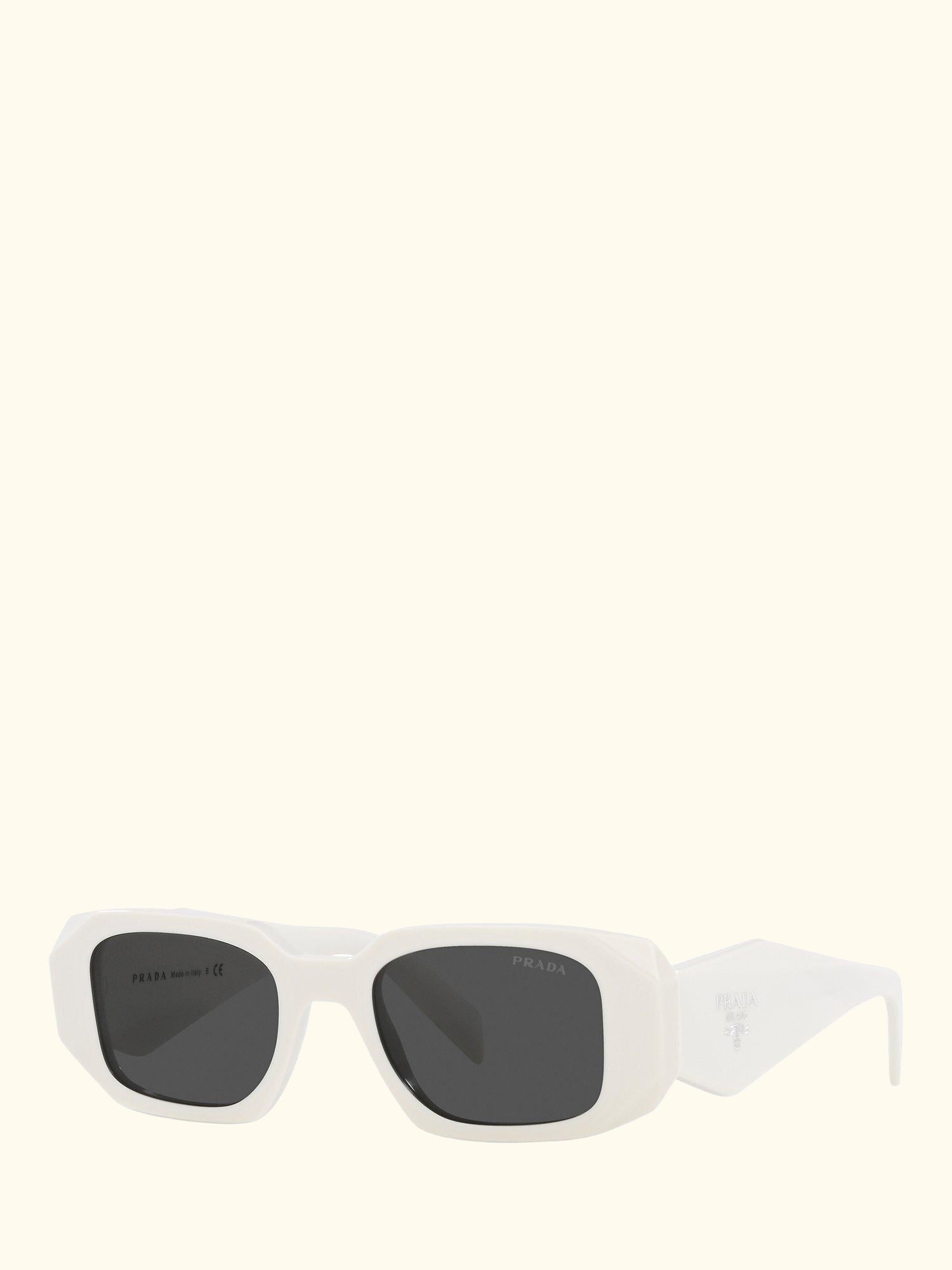 PR17WS Women's Rectangular Sunglasses, White/Black