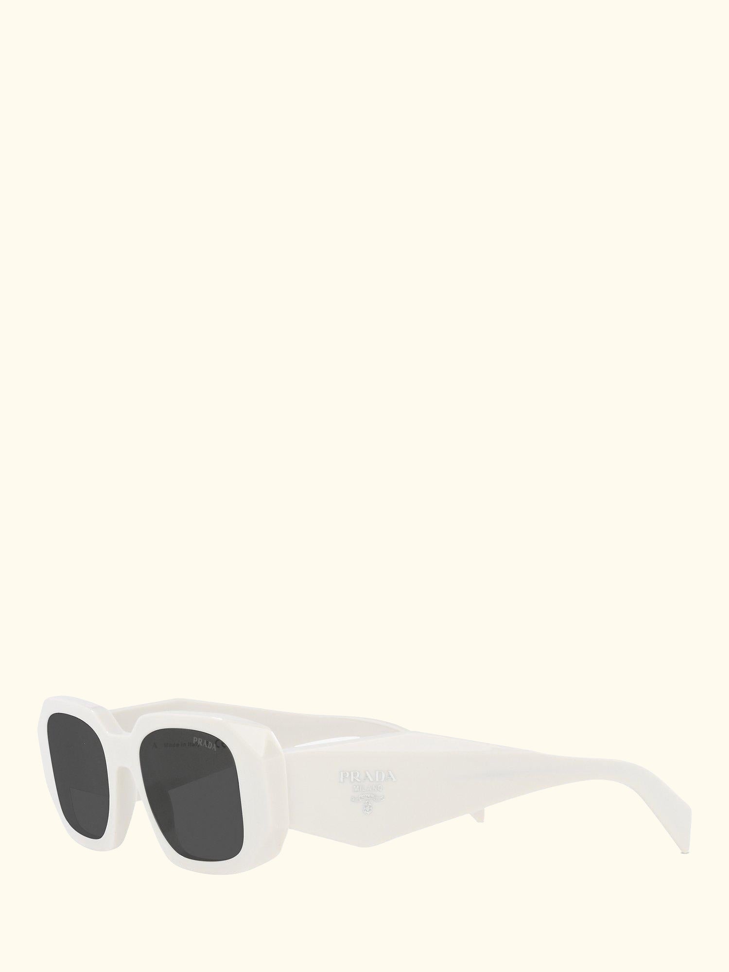 PR17WS Women's Rectangular Sunglasses, White/Black