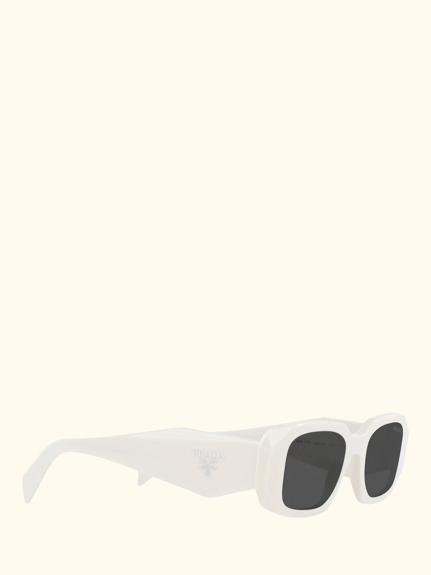 PR17WS Women's Rectangular Sunglasses, White/Black