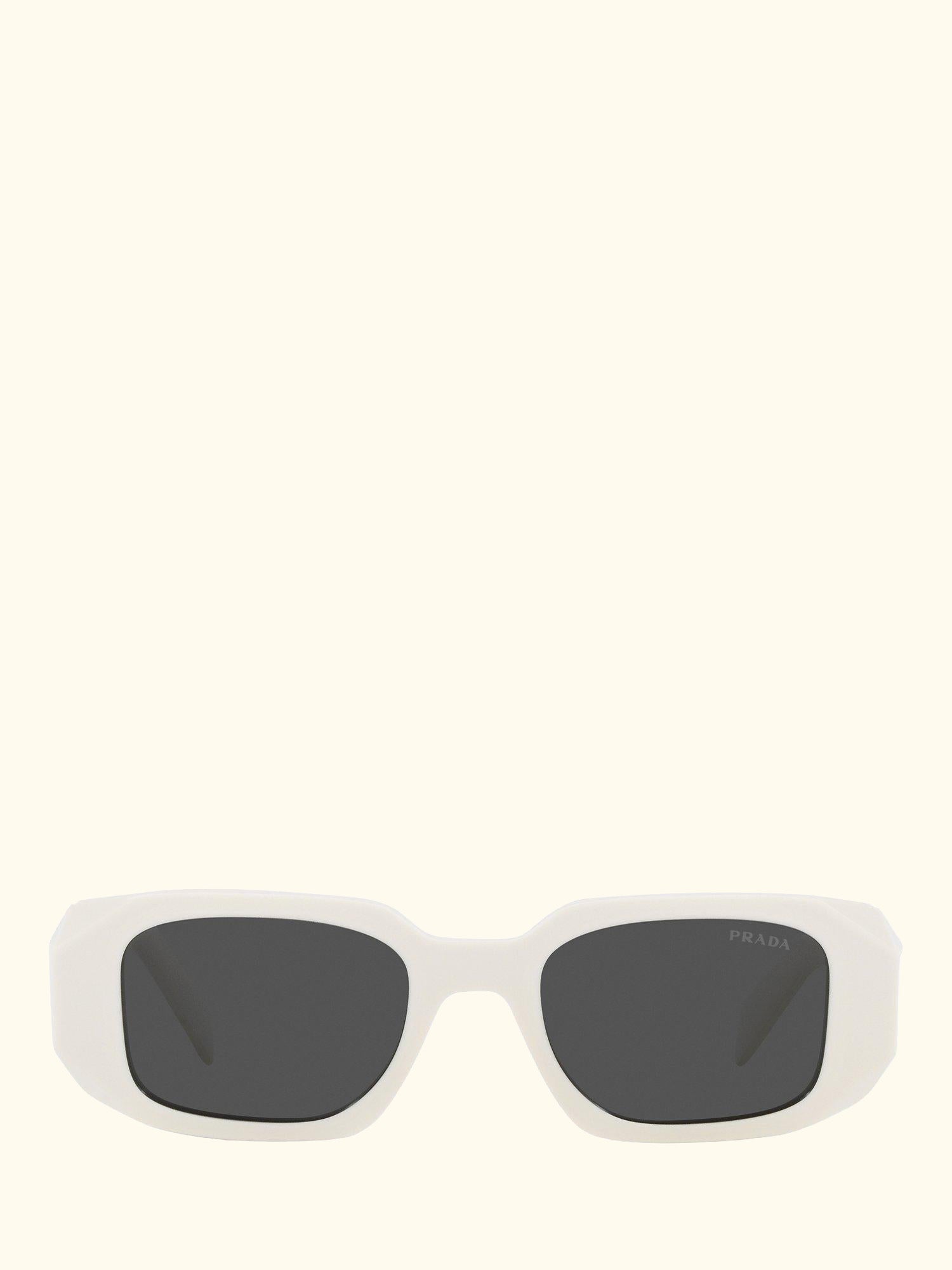 PR17WS Women's Rectangular Sunglasses, White/Black